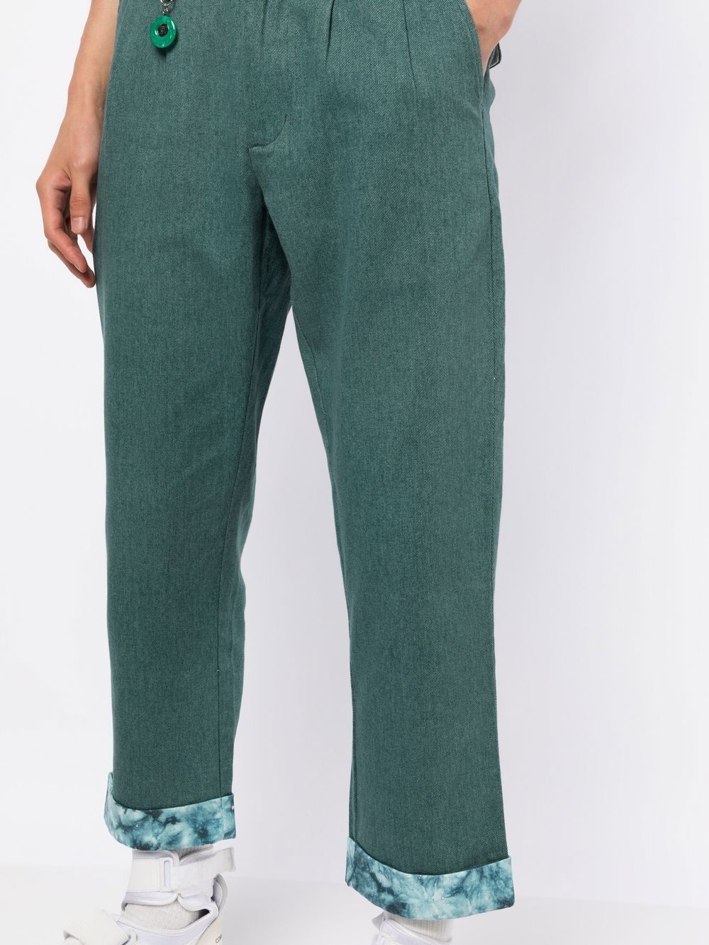 turn-up straight leg trousers - 5