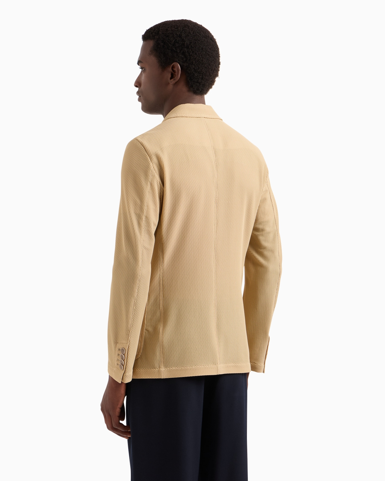 SINGLE-BREASTED JACKET IN TECHNICAL WAFFLE FABRIC - 3
