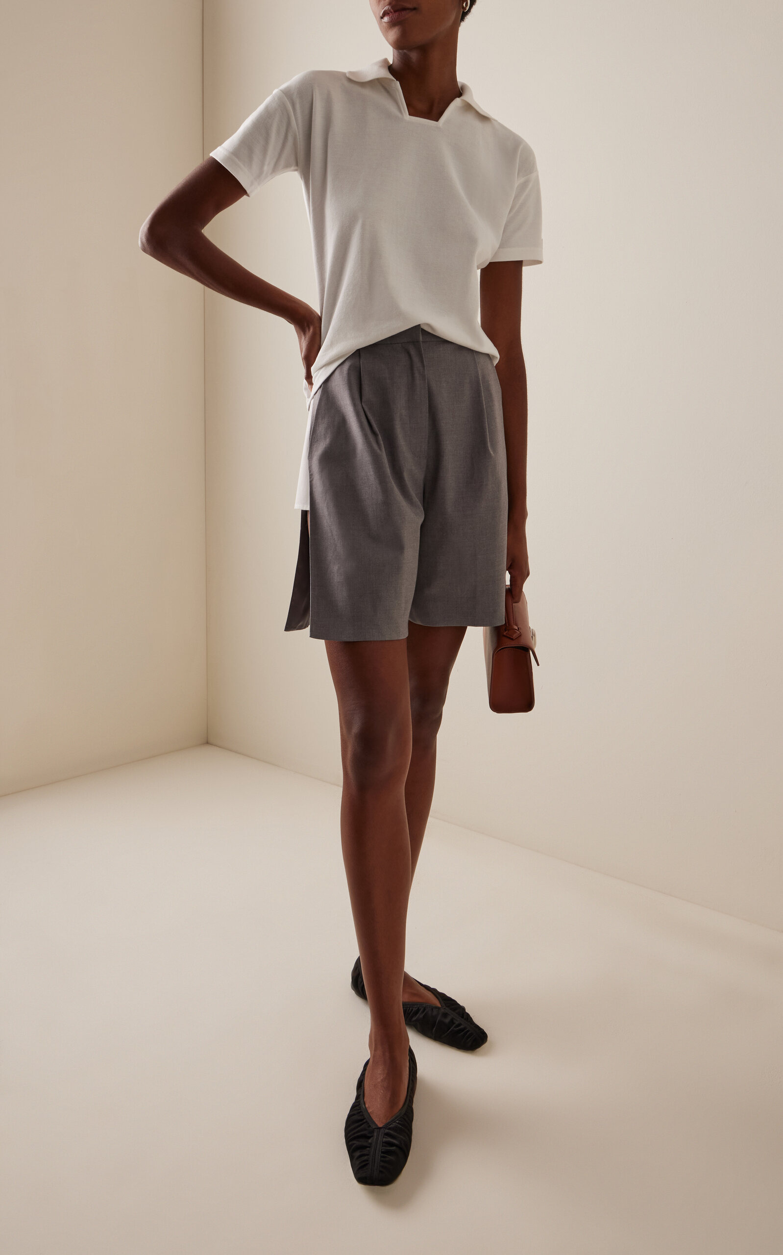 Slit Wool-Blend Shorts grey - 2