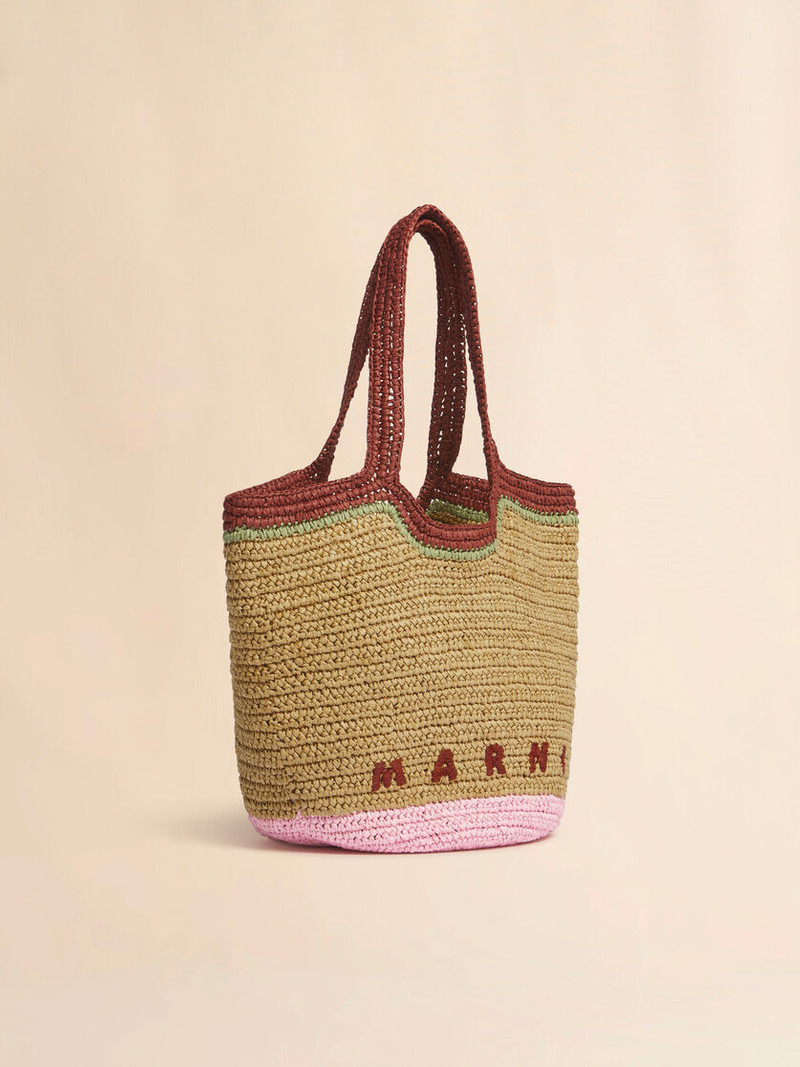 BURGUNDY AND PINK PAPER RAFFIA SEASIDE HOBO BAG 5