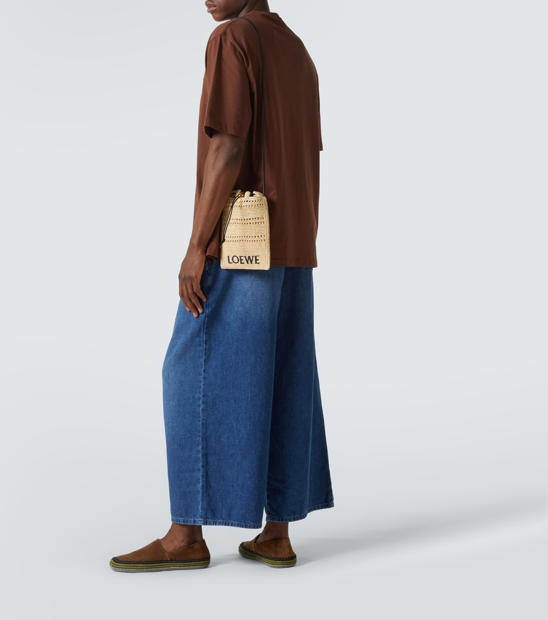 Paula's Ibiza logo raffia crossbody bag - 7