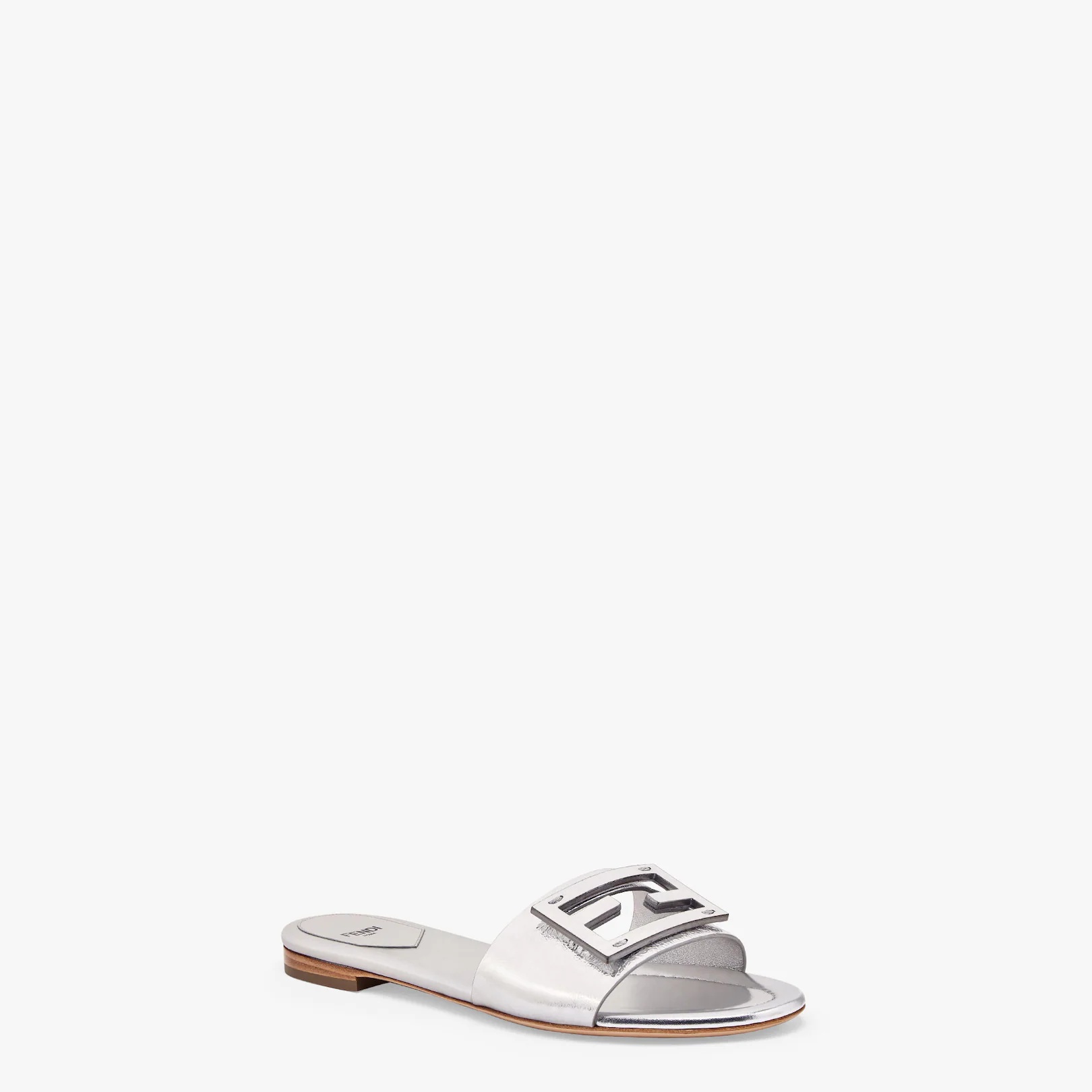 Silver nappa leather slides - 2