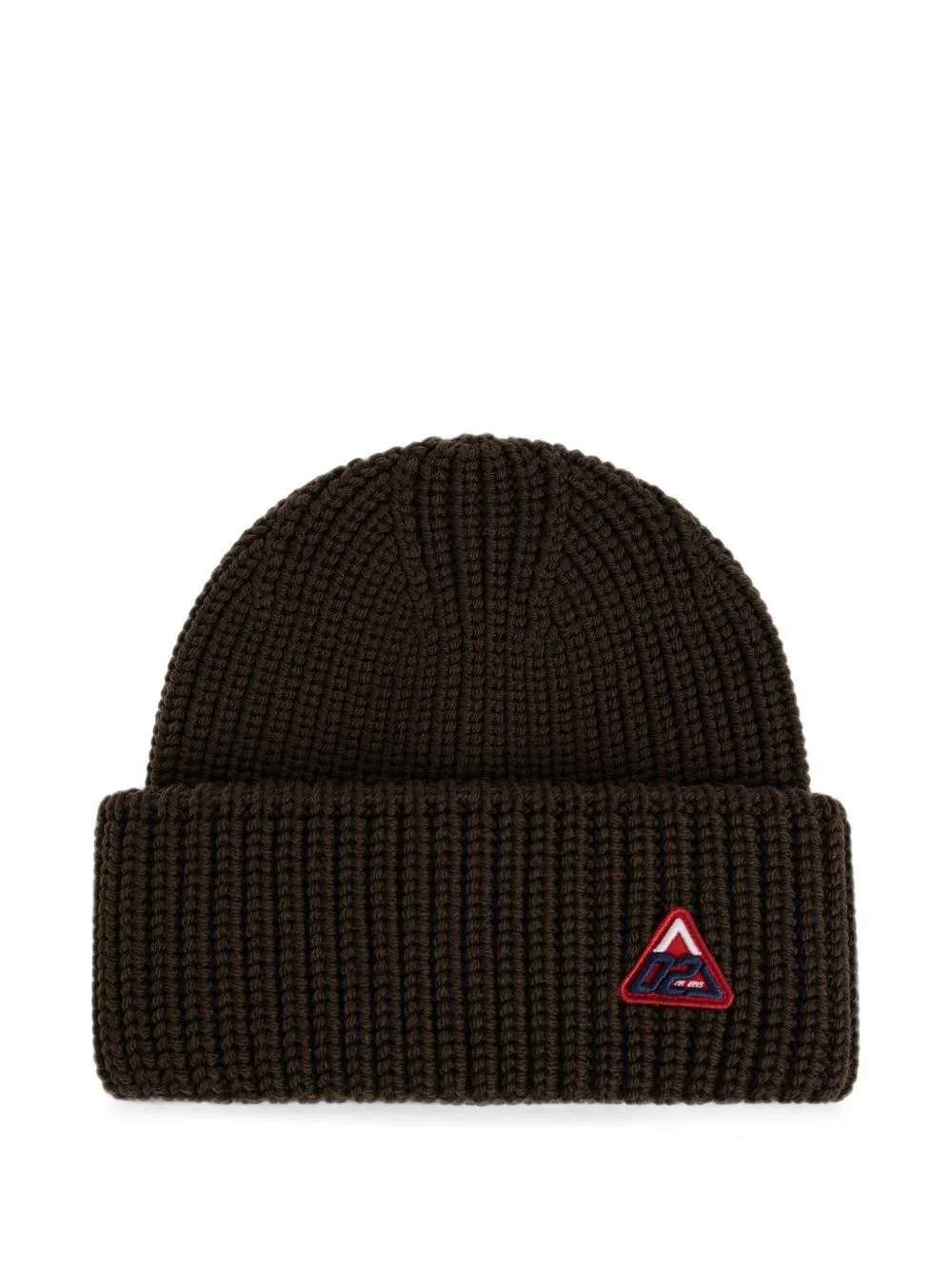 logo-patch ribbed beanie hat - 1