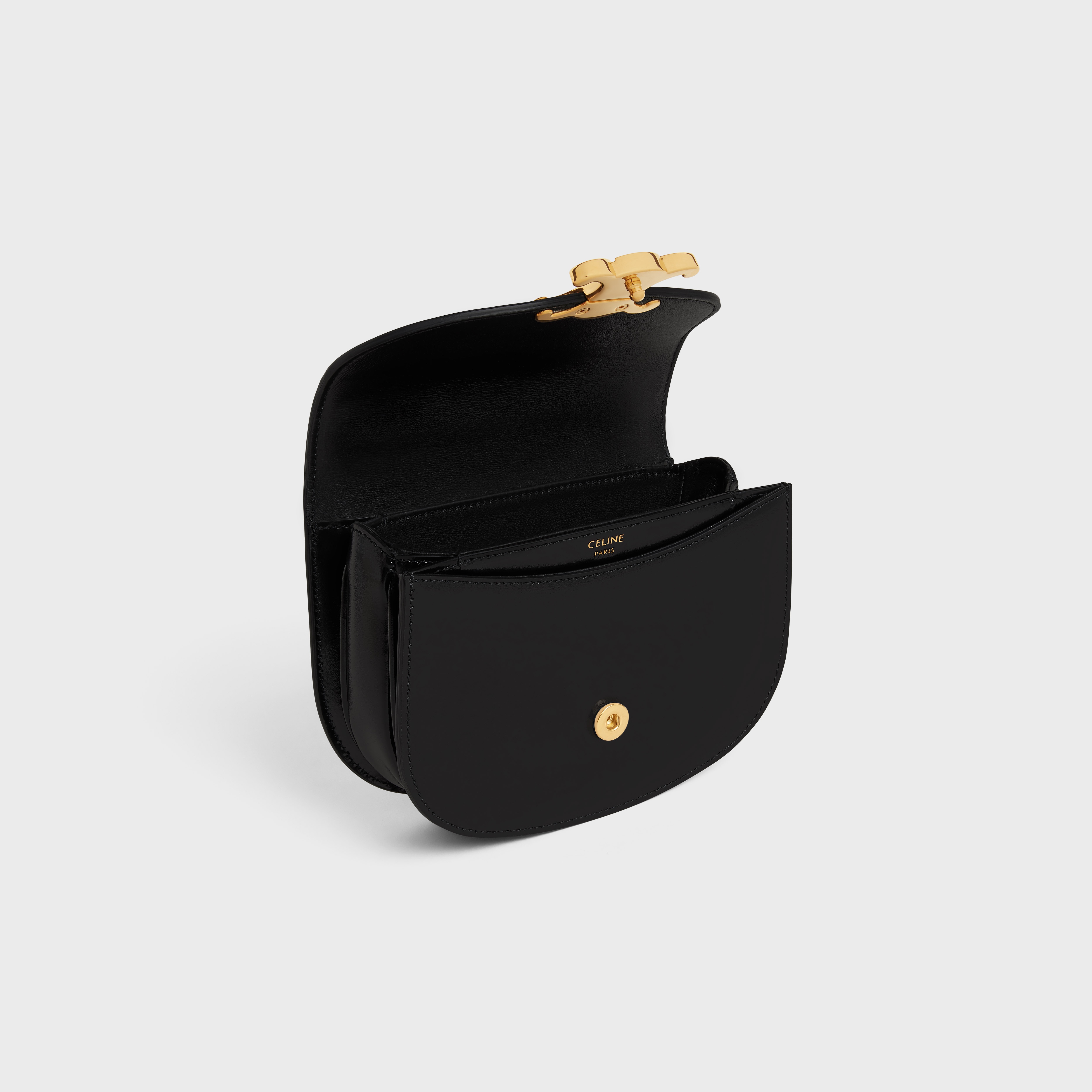 Mini Besace Triomphe on Chain with strass closure in SHINY CALFSKIN - 4
