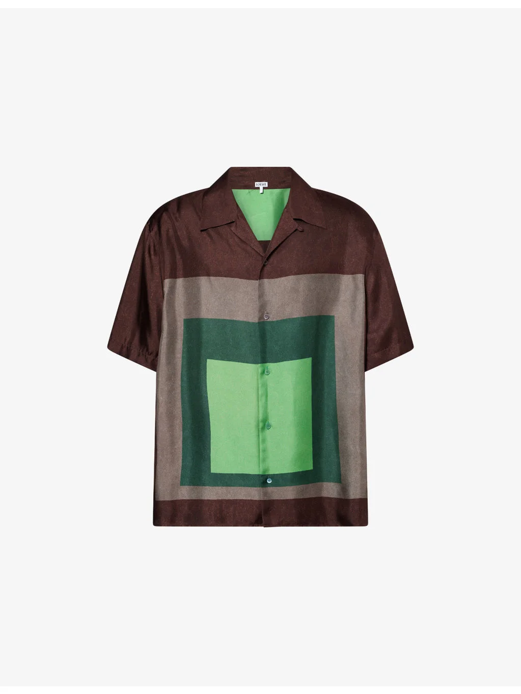 Open-Collar Geometric-Print Silk Shirt - 1