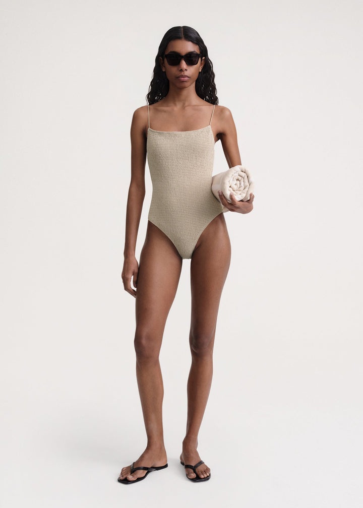 Smocked swimsuit overcast beige - 2