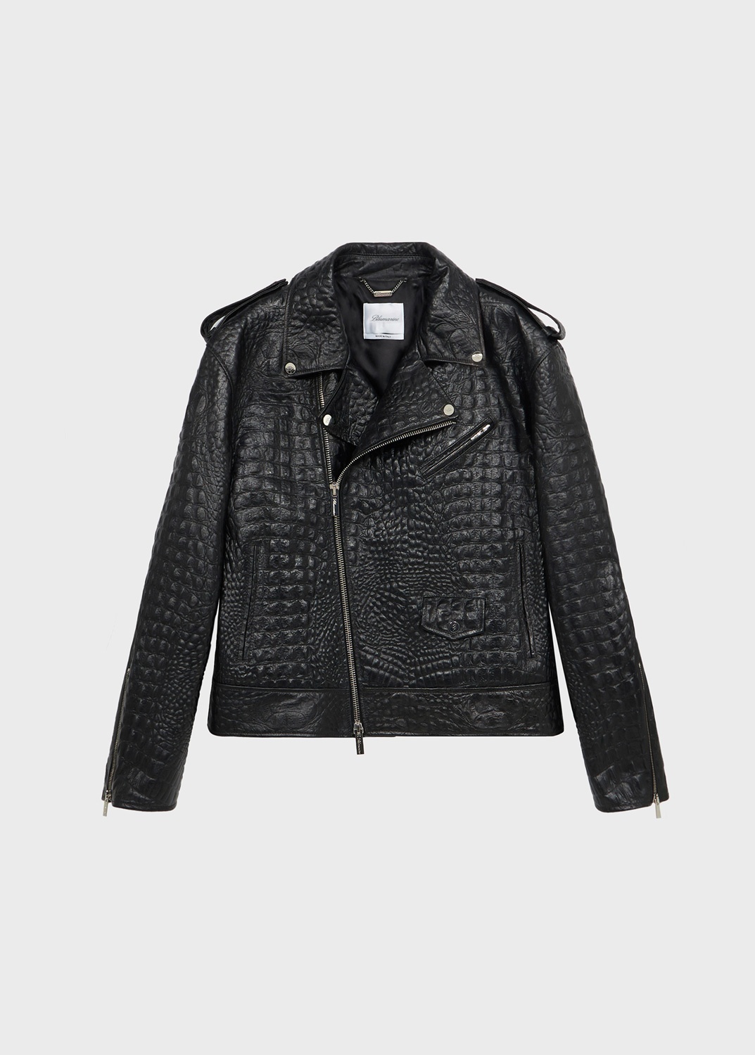 OVERSIZED CROCODILE-EFFECT PRINT LEATHER JACKET - 1