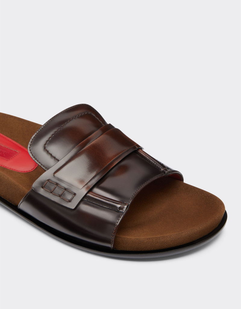 Slide loafers in brushed leather 6