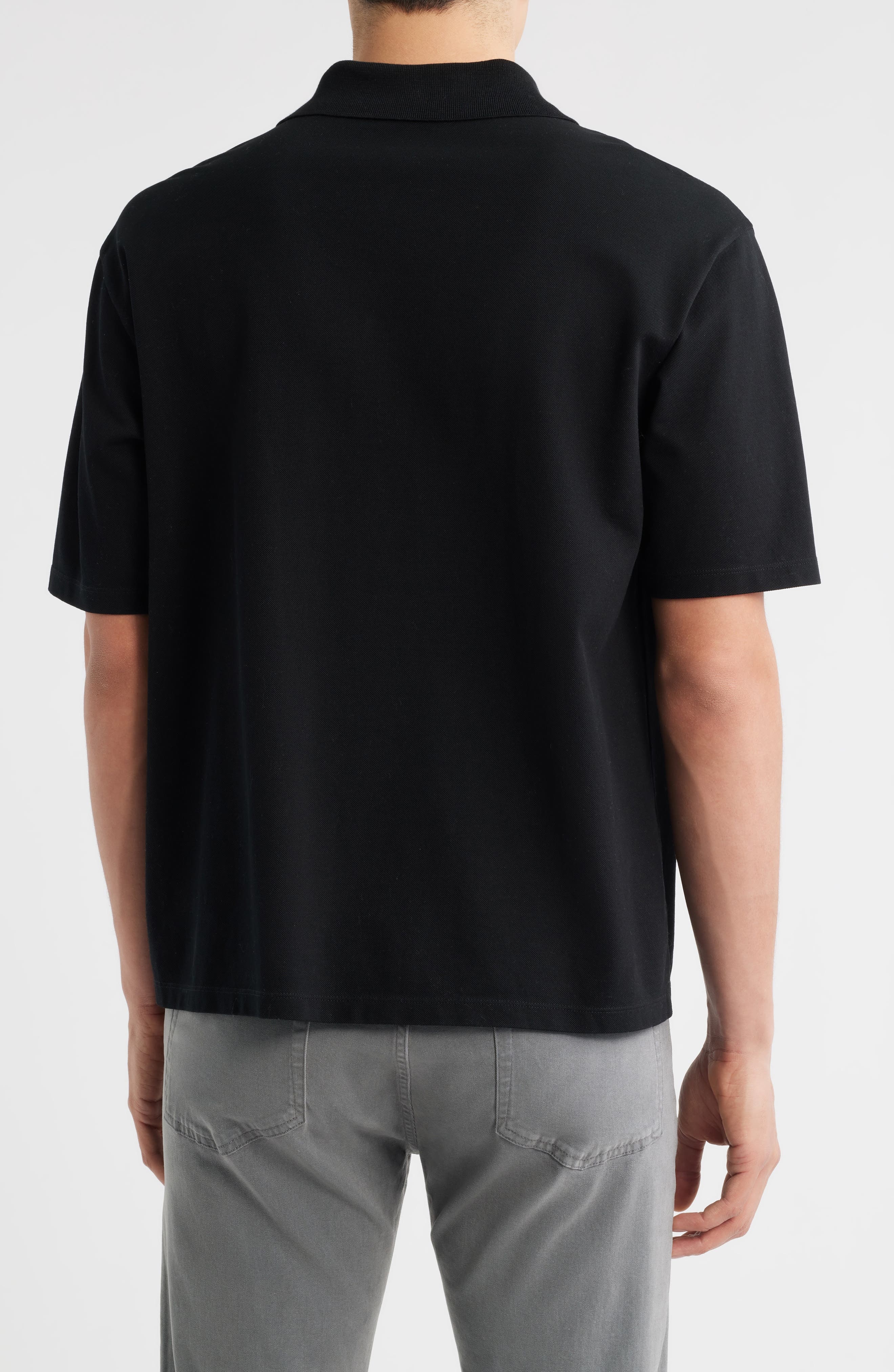 FRAME Silk & Cotton Polo in Black at Nordstrom - 2