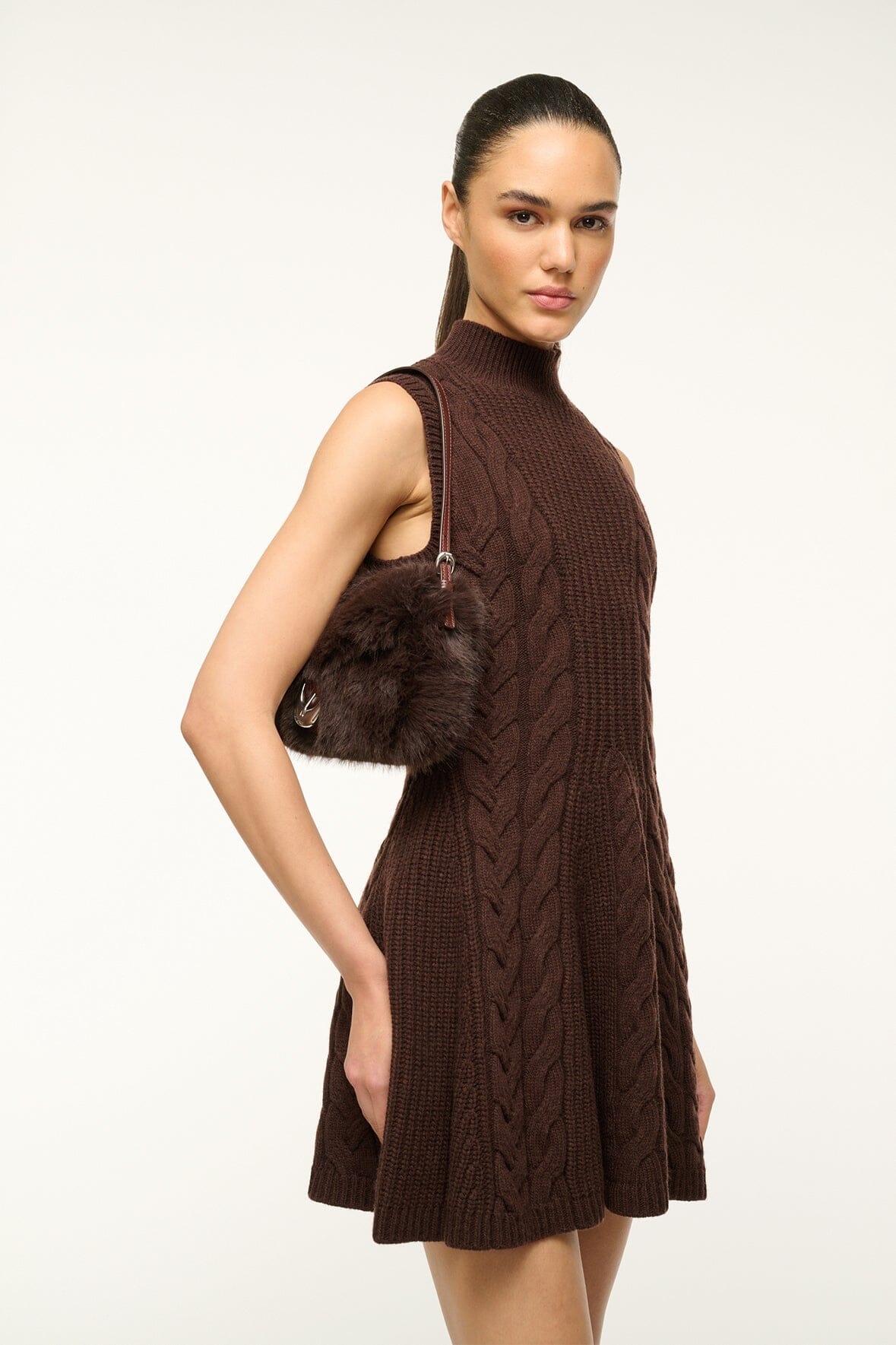 STAUD HARLOW FAUX FUR BAG ESPRESSO - 4
