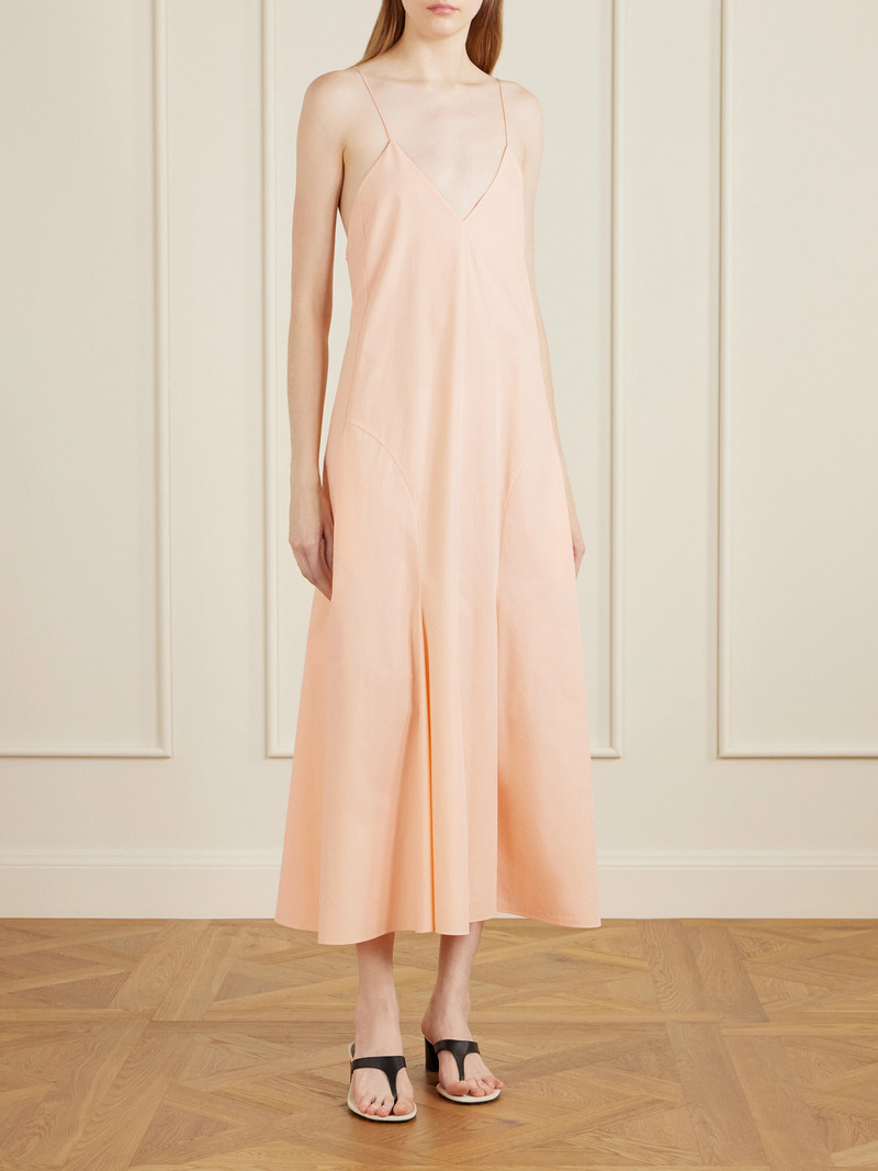 KHAITE Iben Paneled Cotton-poplin Midi Dress outlook