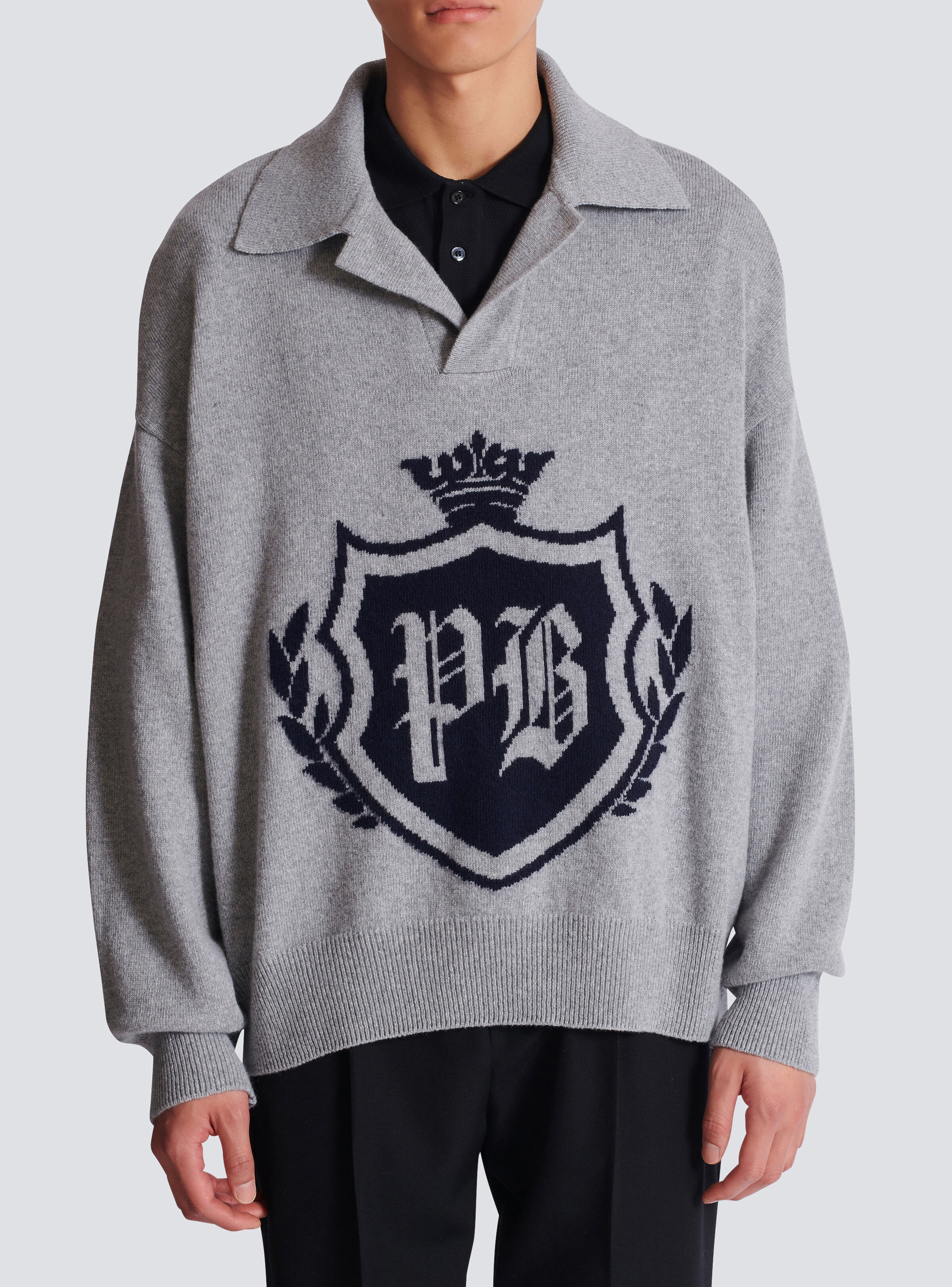 College Emblem polo sweater in eco-cashmere - 5