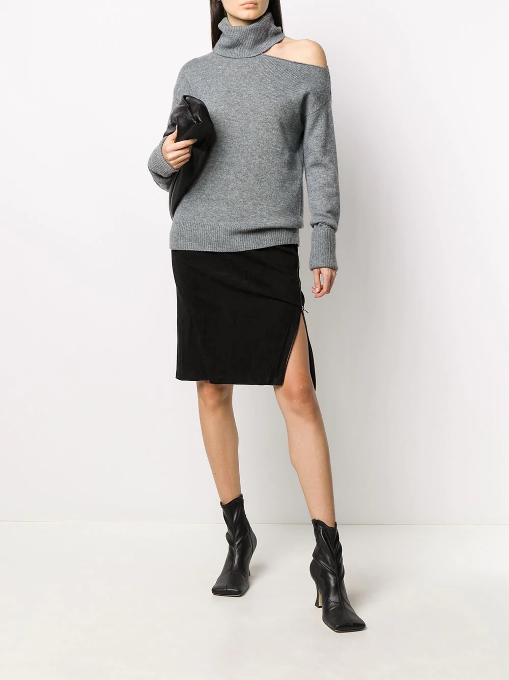 high-rise suede pencil skirt - 2