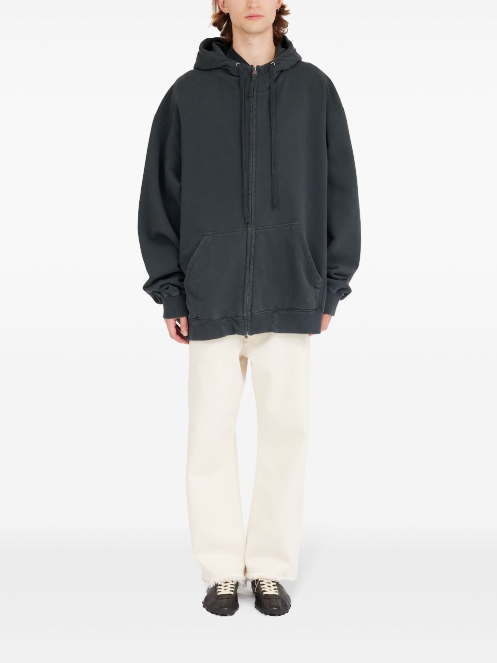 zipped drawstring hoodie - 2