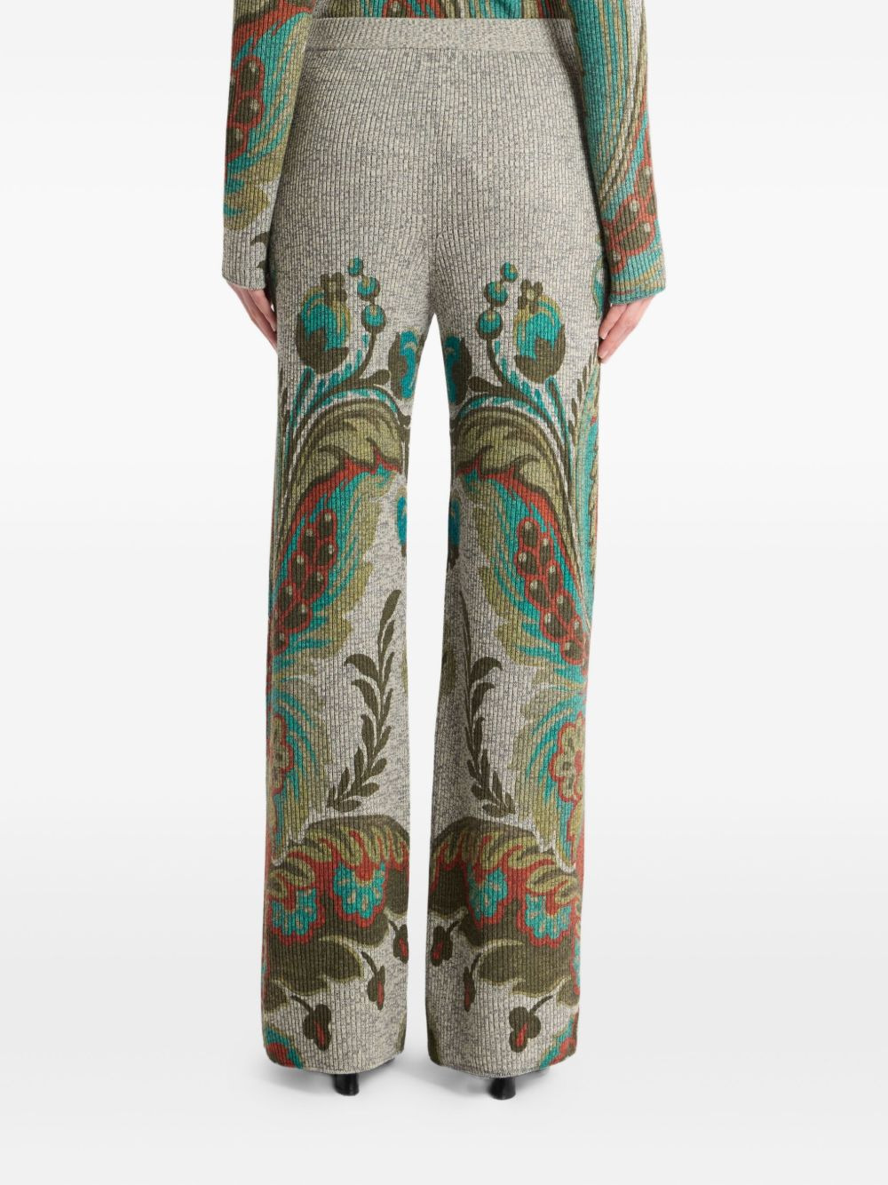 ribbed paisley-print trousers - 3
