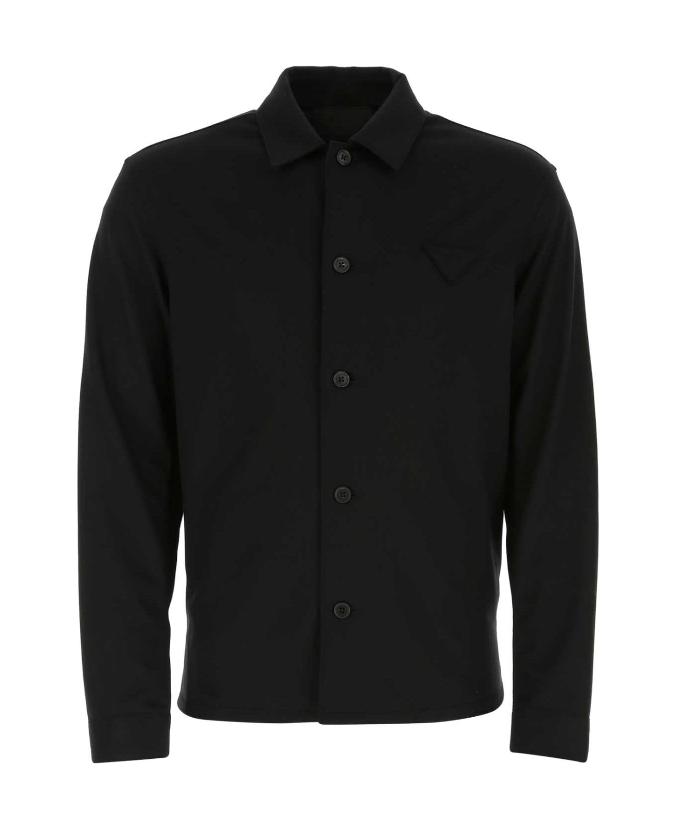 Black Wool And Cashmere Shirt - 1