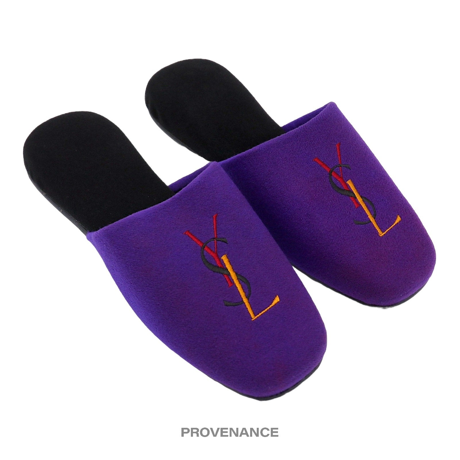 Yves Saint Laurent YSL Logo Slipper - Purple Velour - 3