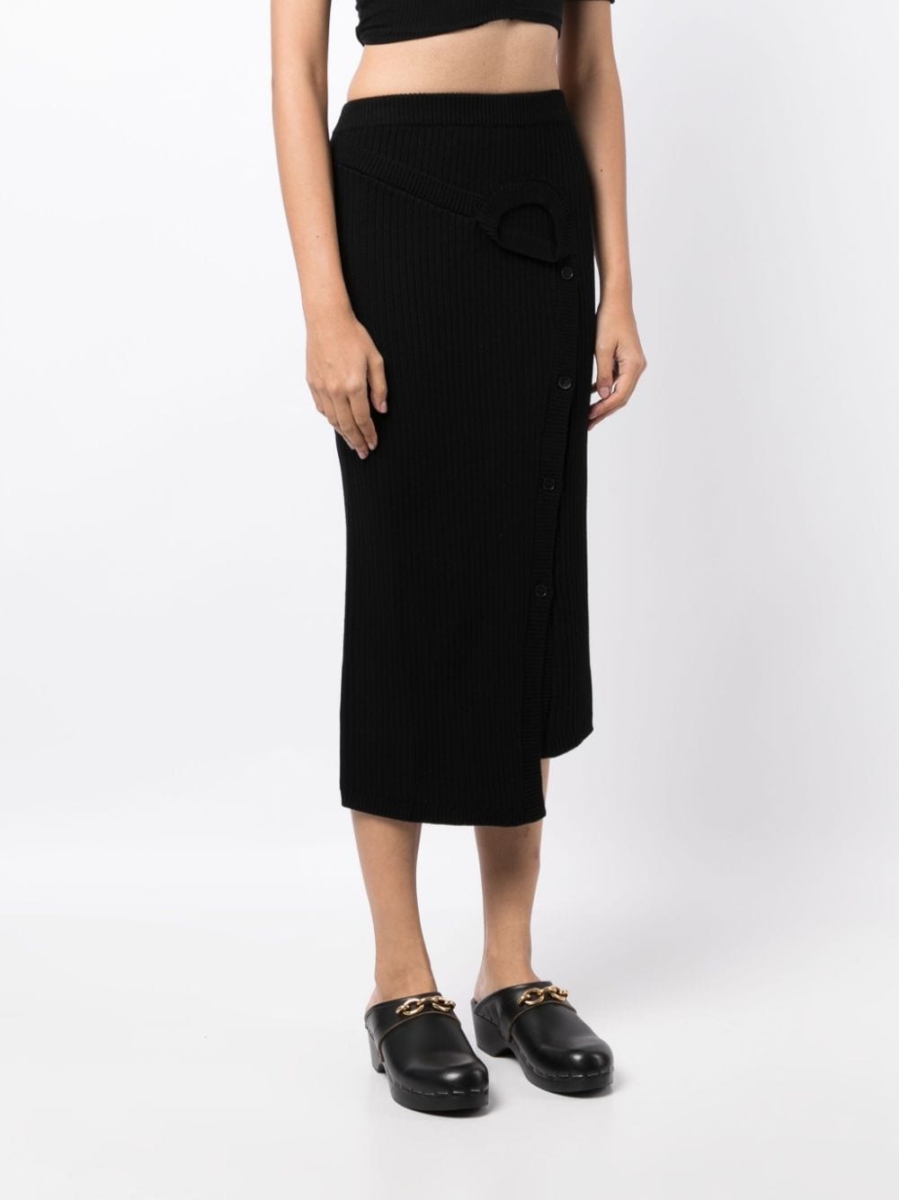 ribbed-knit wool midi skirt - 3