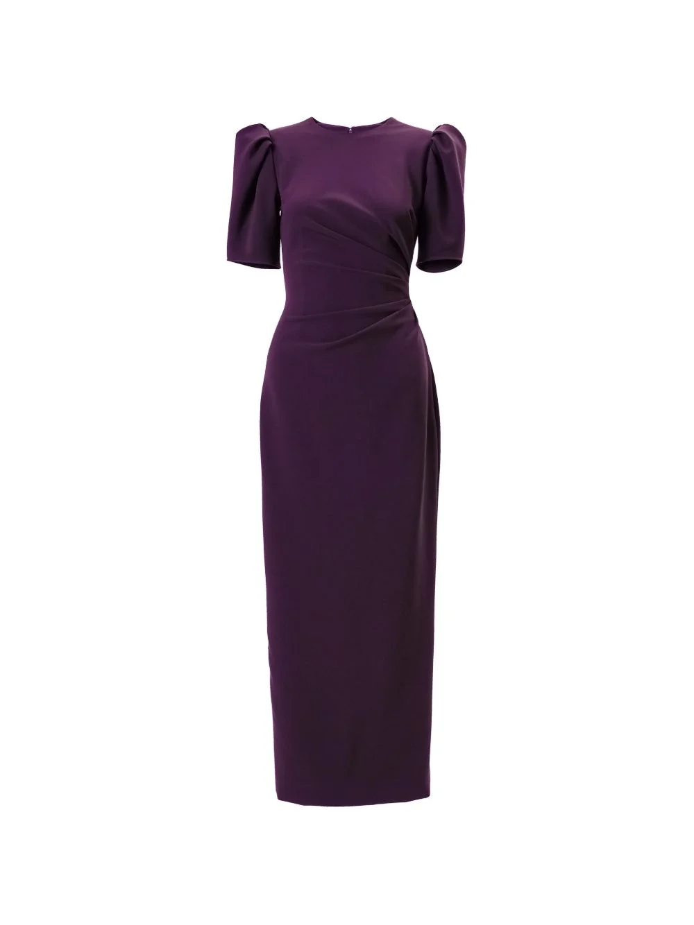 puff-sleeve gathered midi dress - 1
