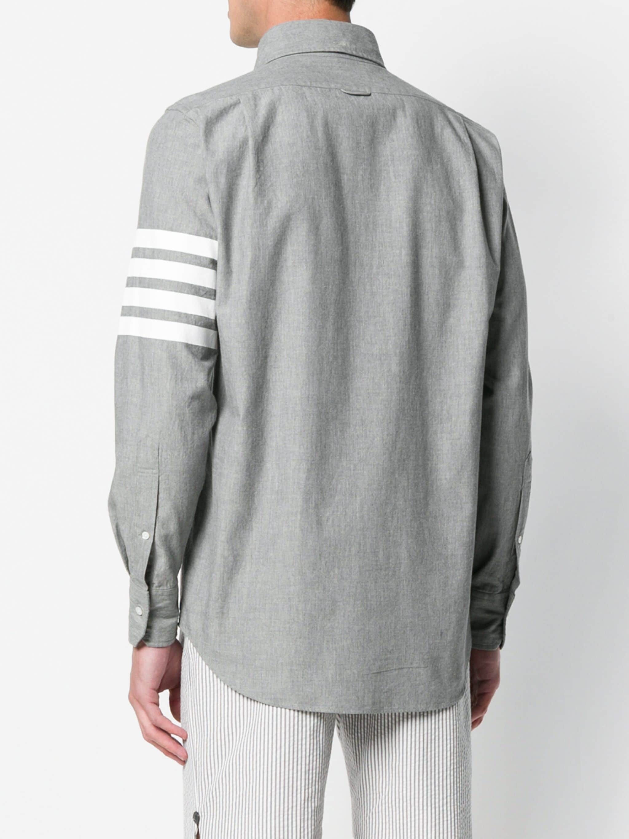 THOM BROWNE Men Straight Fit Shirt W/ 4 Bar In Chambray - 2
