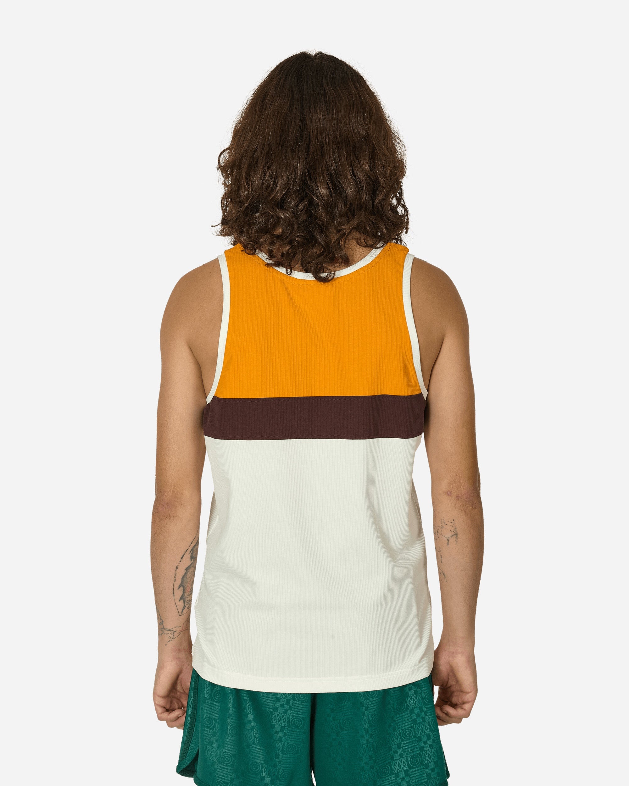 80s Rib Tank Top Off White / Orange / Brown - 3