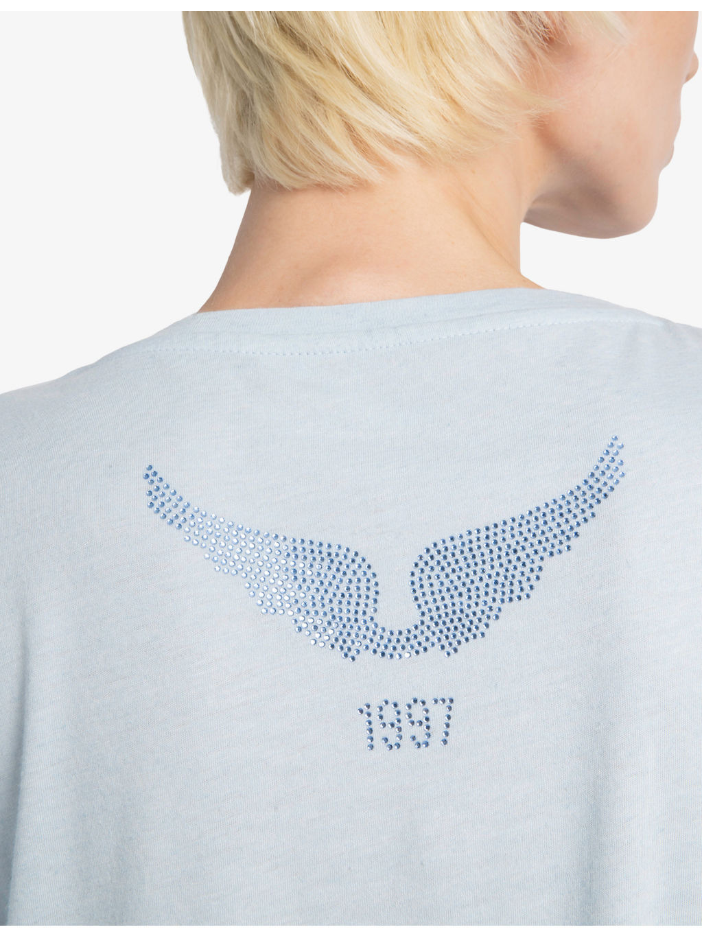 Round-Neck Rhinestone-Embellished Cotton-Blend T-Shirt - 6
