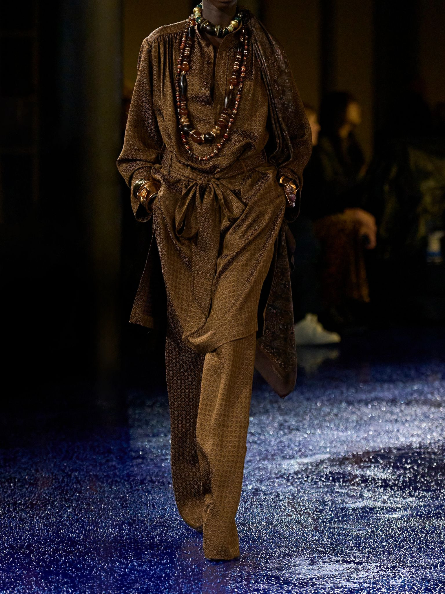 Jacquard wide-leg pants Brown - 5