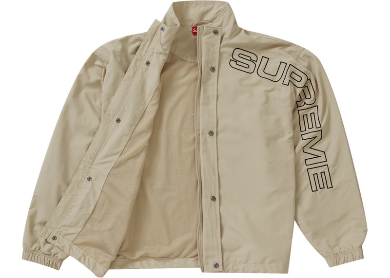 Supreme Supreme Spellout Embroidered Track Jacket Sand outlook