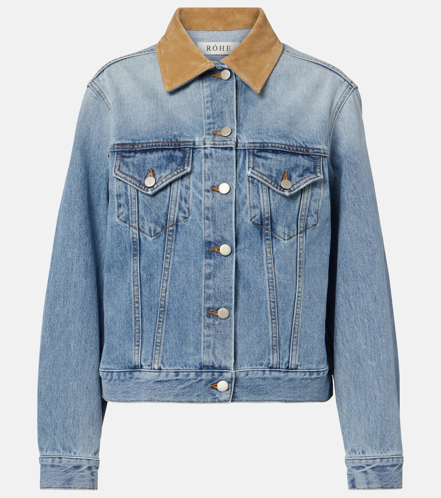 Suede-trimmed denim jacket - 1