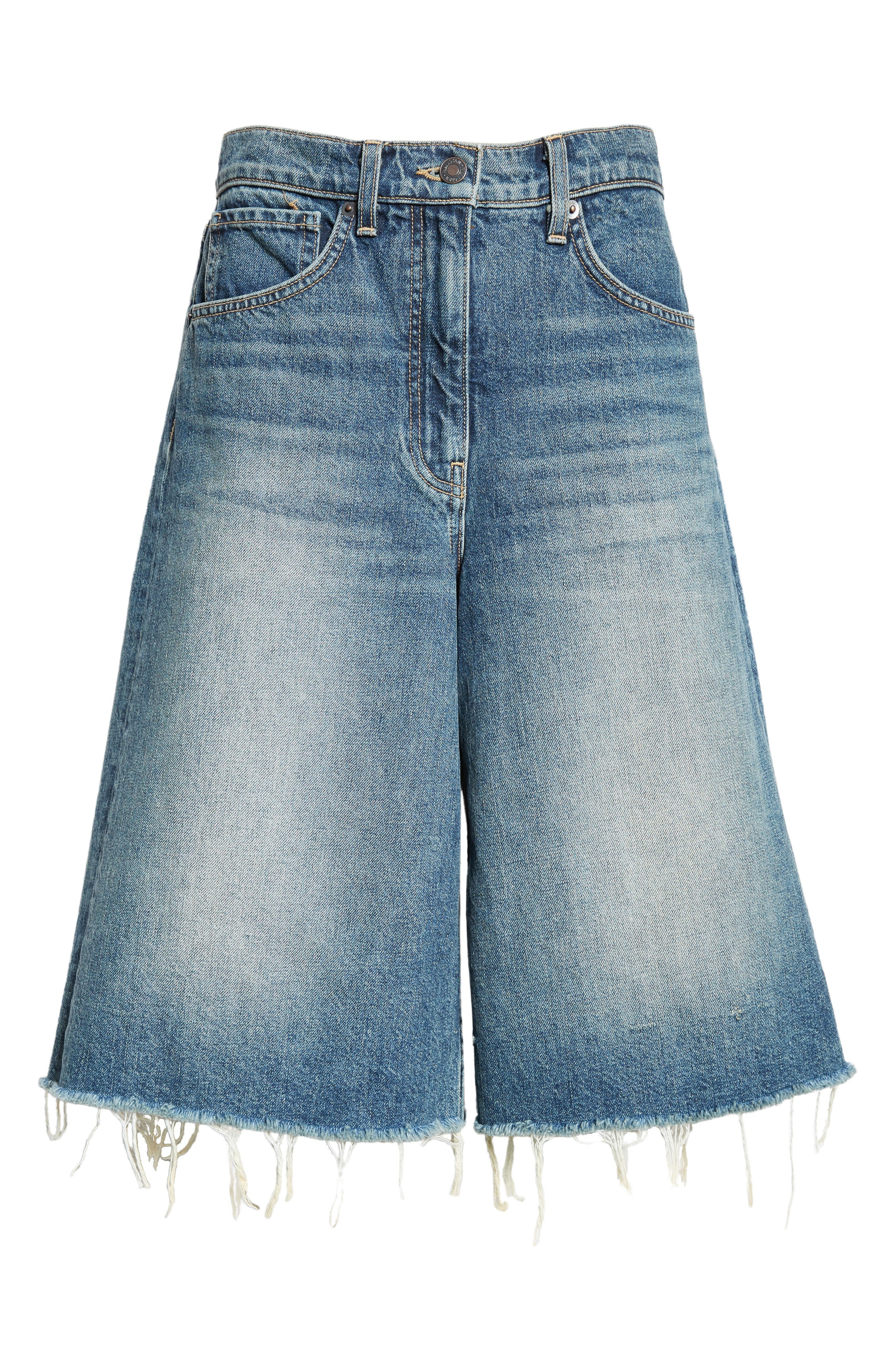 Nili Lotan Alona Frayed Denim Bermuda Shorts in Simon Wash at Nordstrom - 6