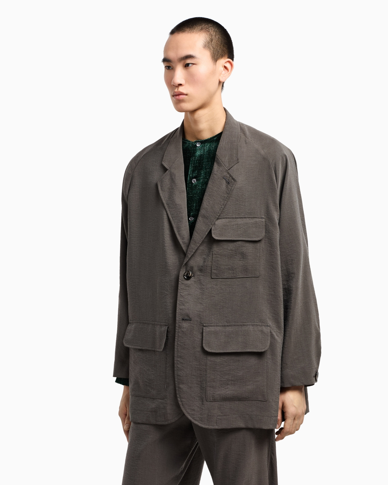 WASHED SILK SINGLE-BREASTED JACKET - 4