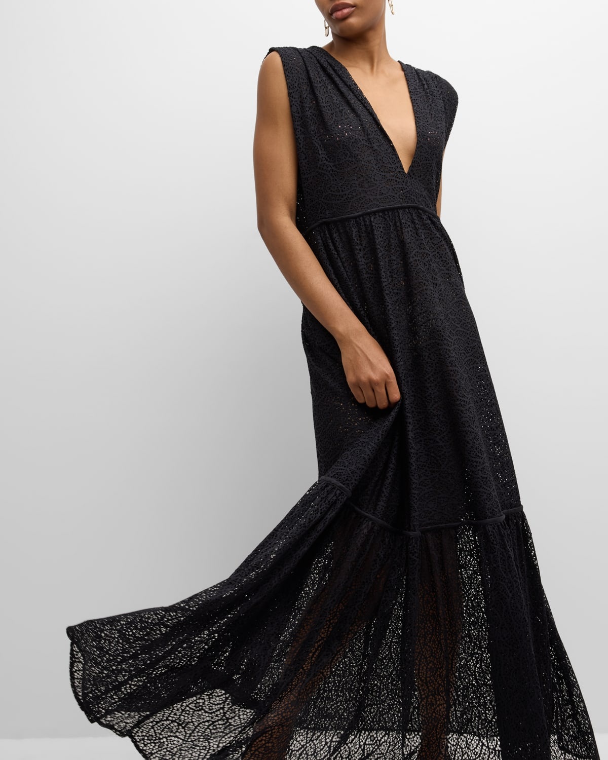 Prato Plunging Sleeveless Lace Maxi Dress - 7