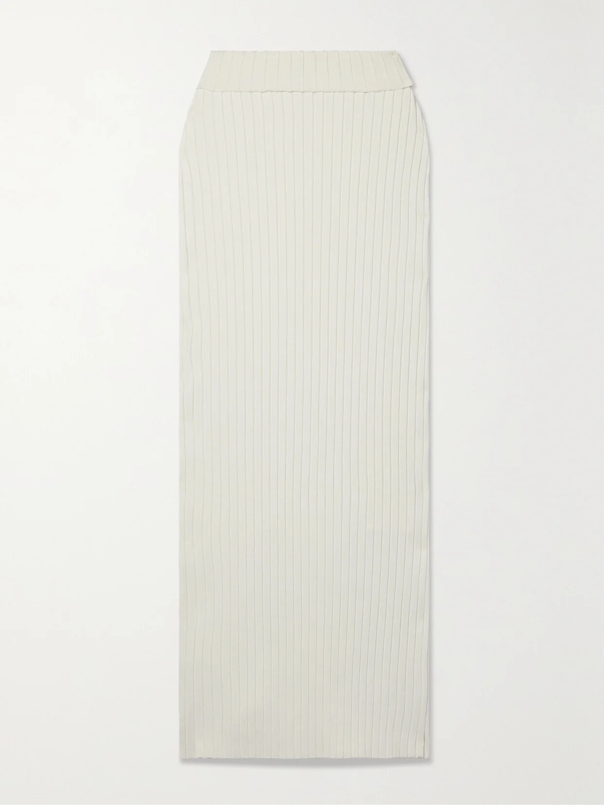 Moss Ribbed Silk Maxi Skirt - 1