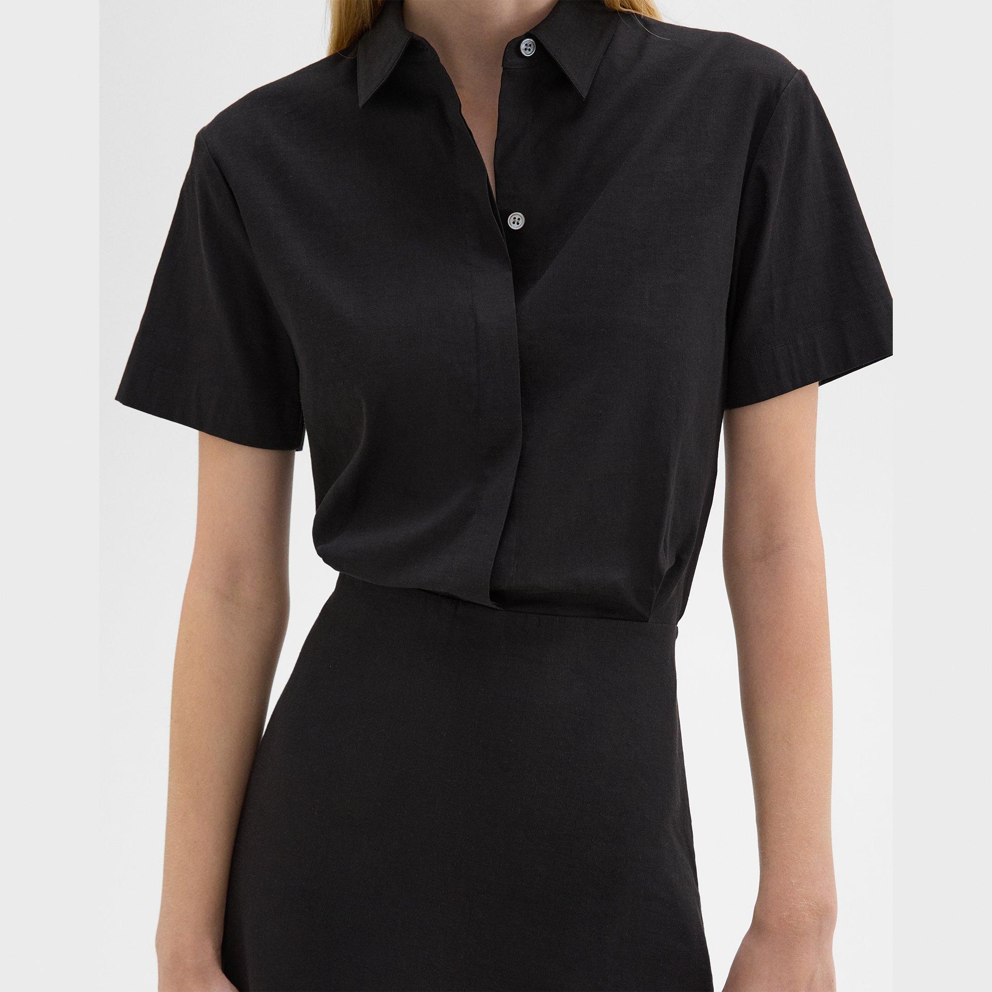 Short-Sleeve A-Line Dress in Good Linen - 5