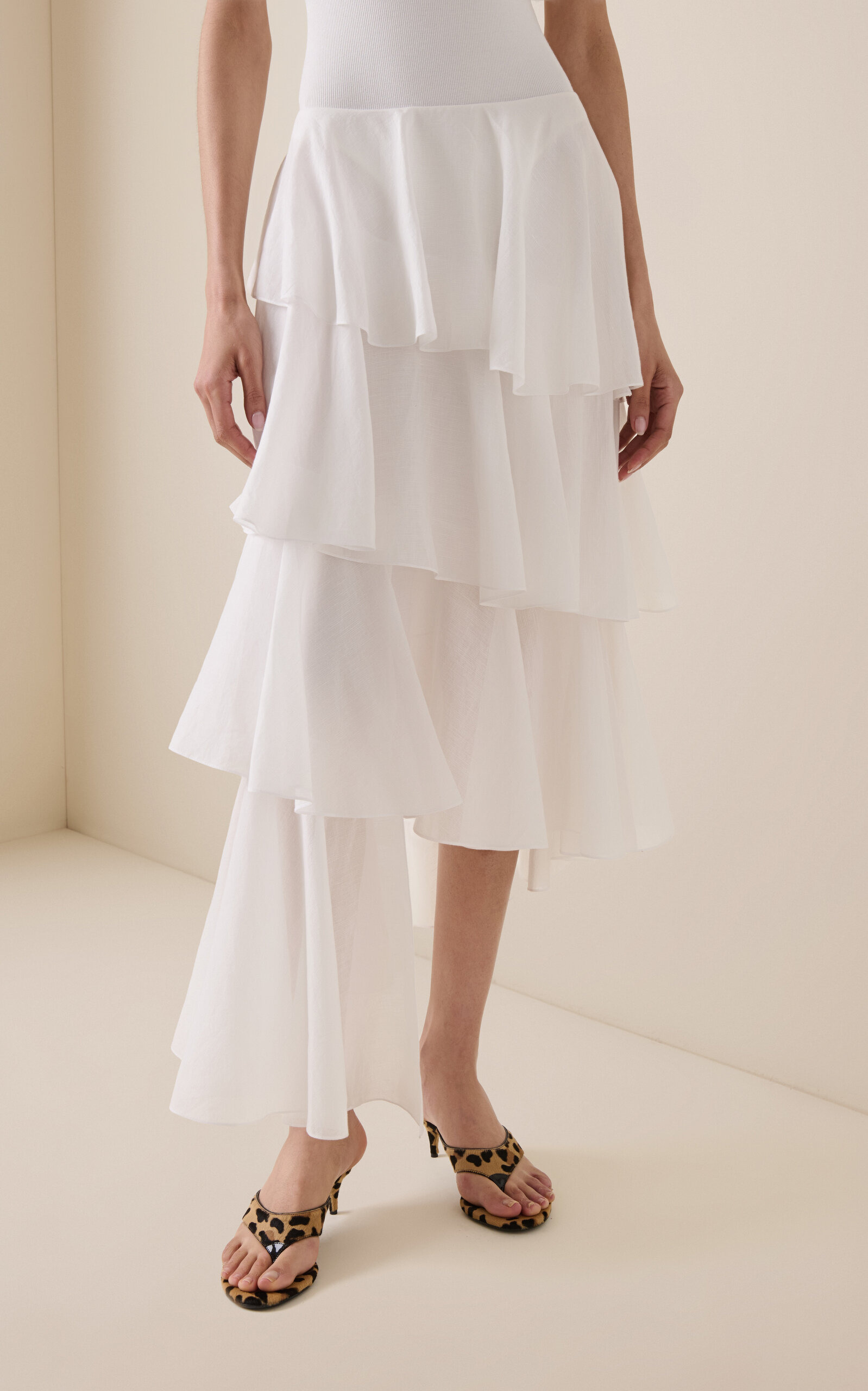 Spiral Cotton-Linen Skirt white - 3