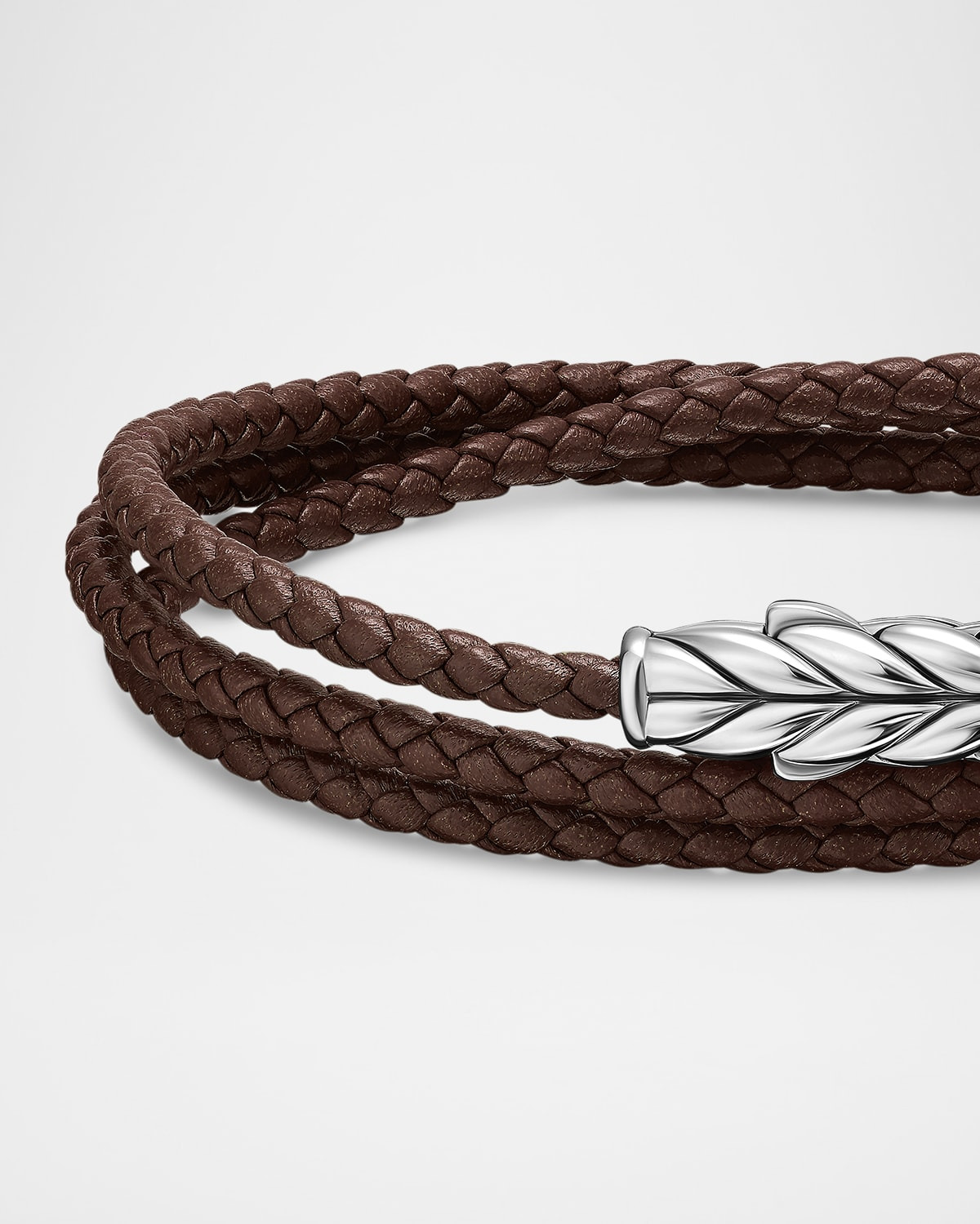 Men's Chevron Wrap Bracelet in Leather with Silver - 5
