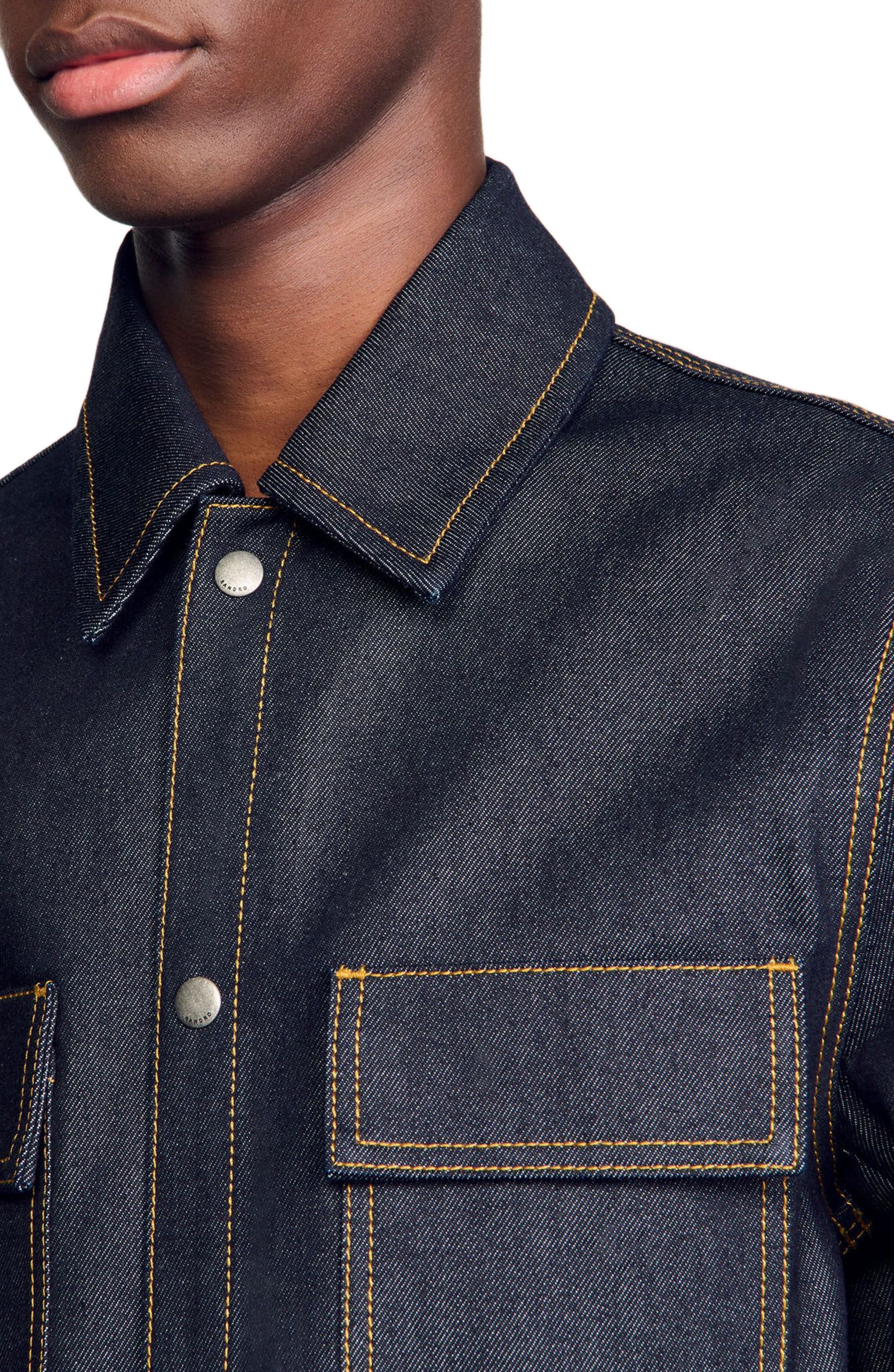 SANDRO Denim overshirt in Raw-Denim at Nordstrom - 4