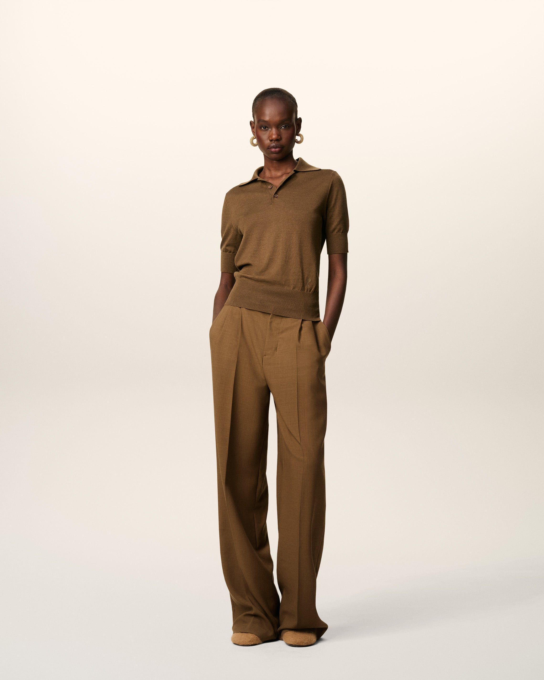 BROWN COTTON AMI DE COEUR POLO - 2