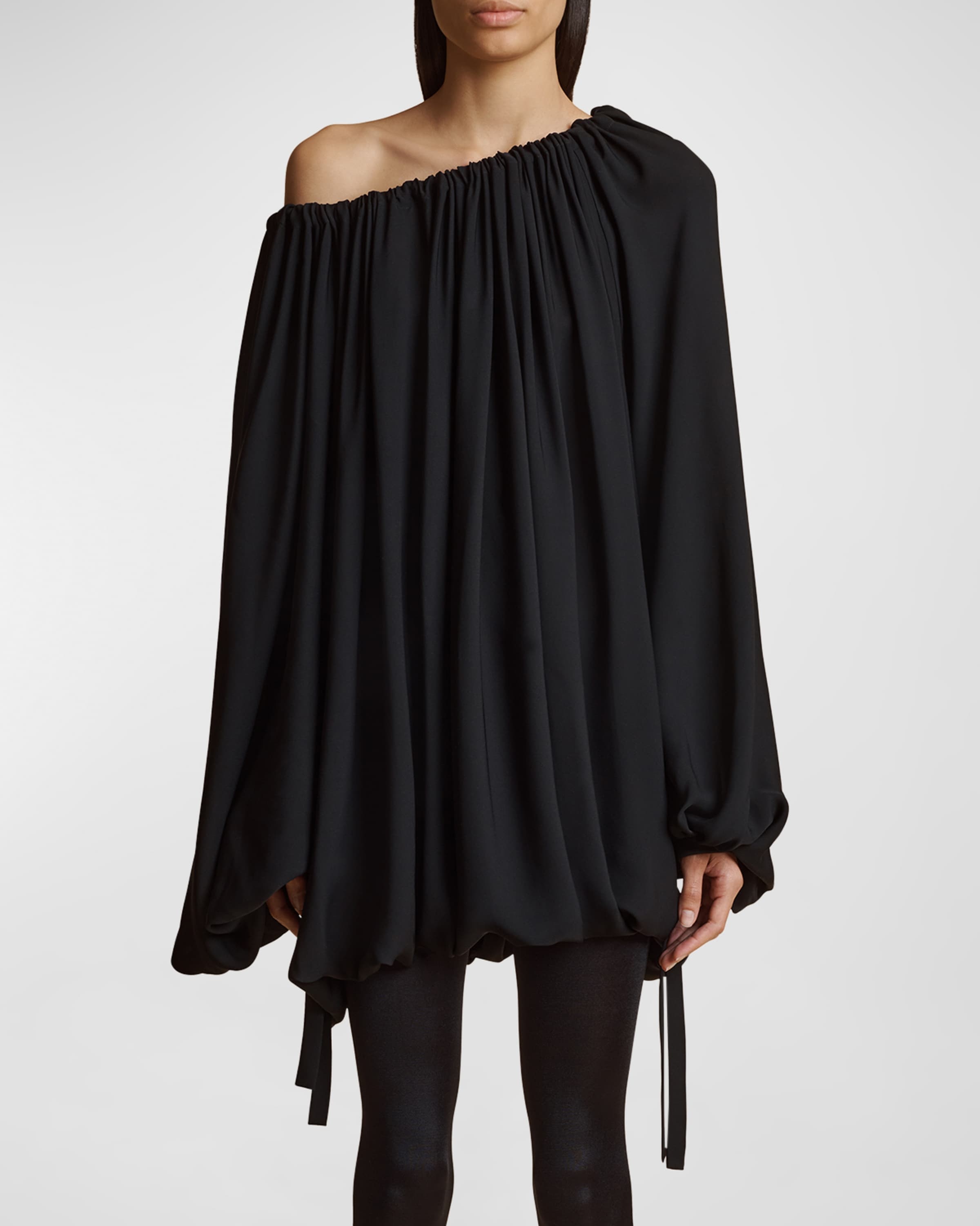 Nash One-Shoulder Draped Silk Crepe Blouse - 2