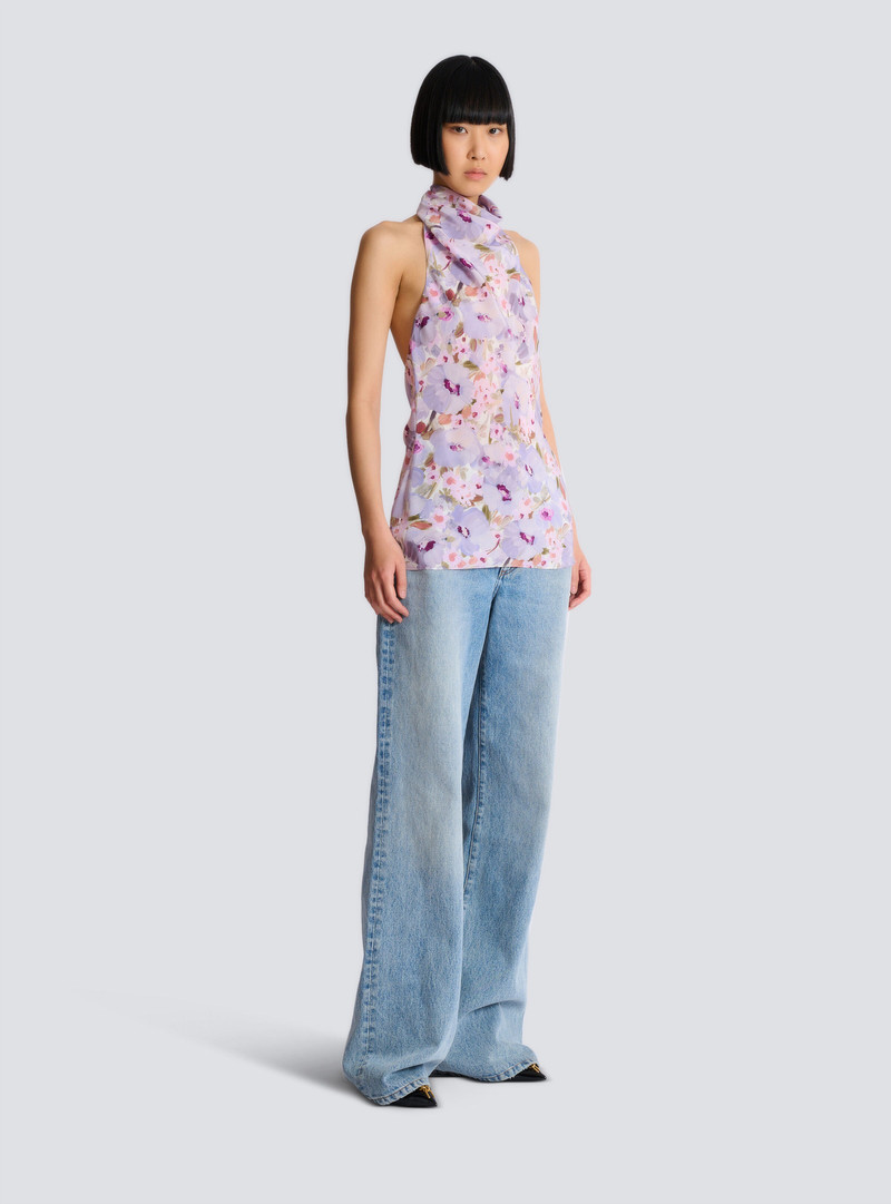 Sleeveless top with Poppy Flower print 3