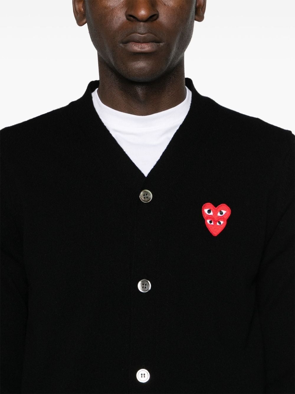 heart-patch wool cardigan - 6