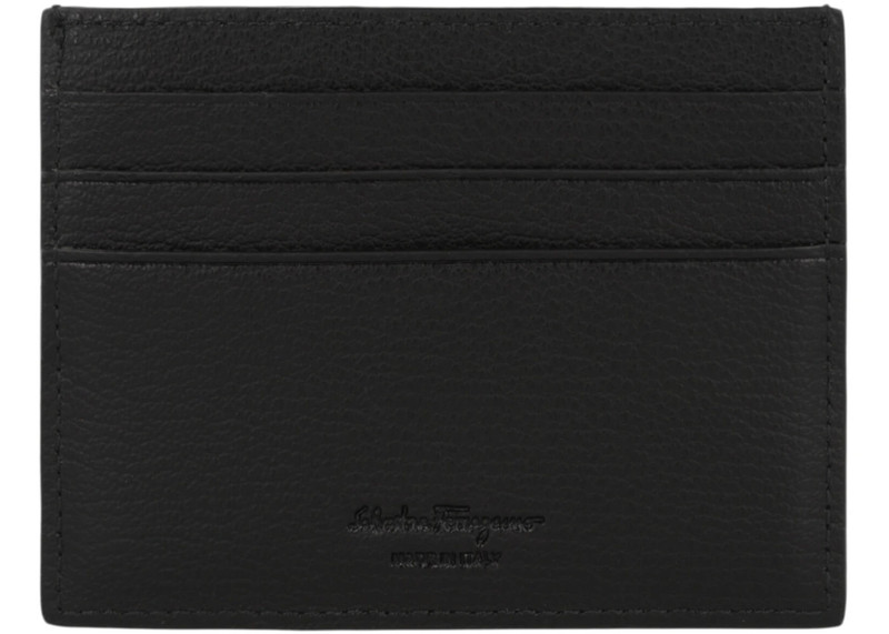 FERRAGAMO Ferragamo Gancini Leather Card Holder Black outlook