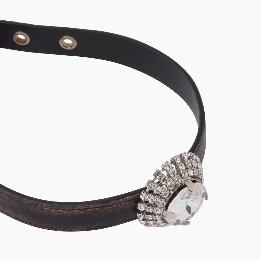 Nappa leather choker with crystals - 2