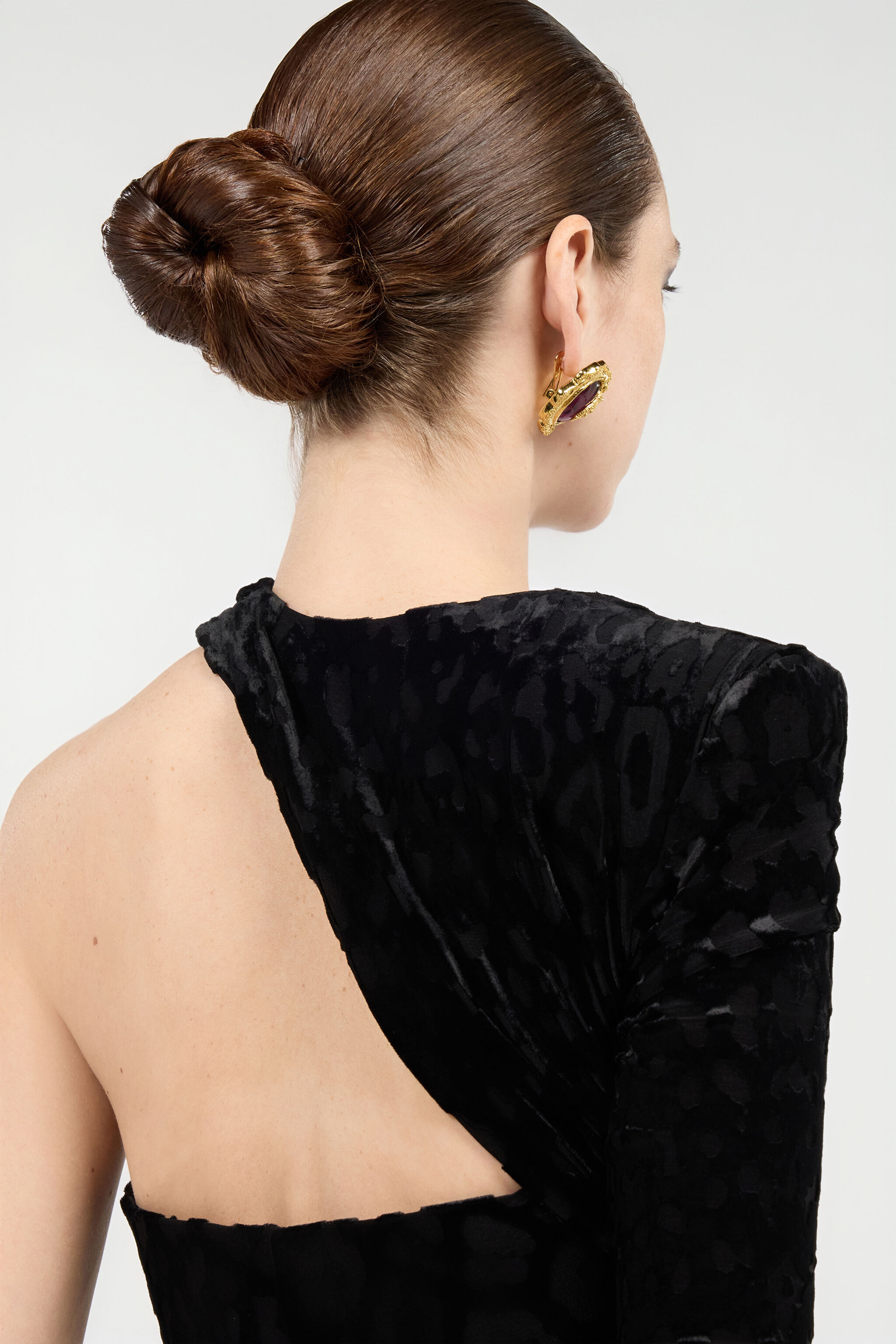 Asymmetrical Black Dress With Jaguar Skin Pattern - 7