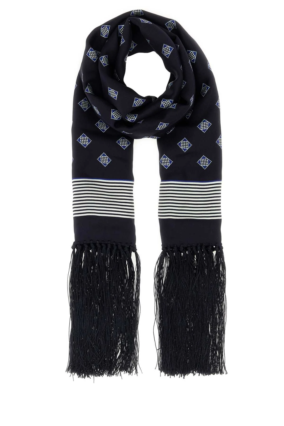 Bode Diamond Scarf — Navy - 1