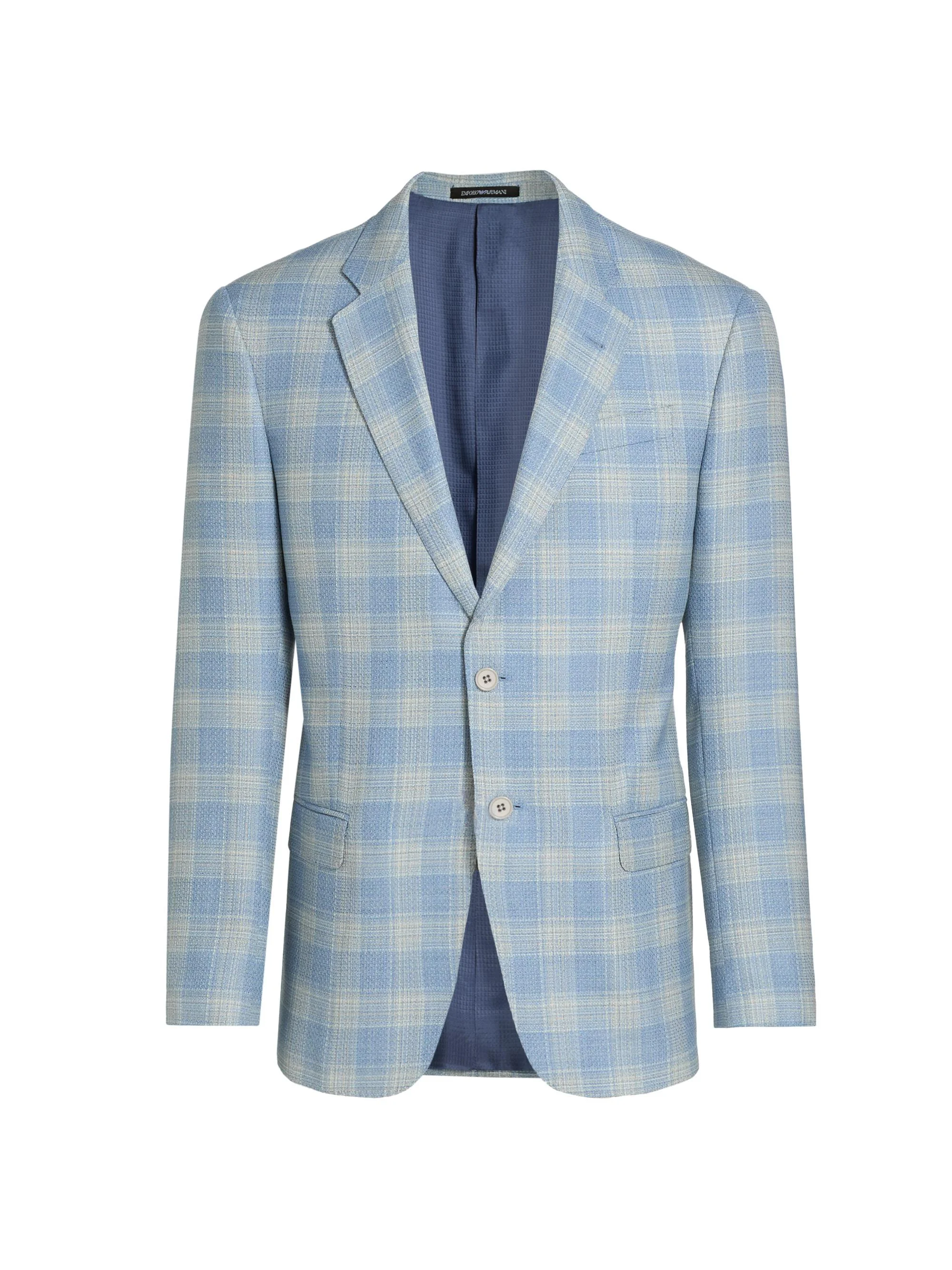 Men's Plaid Wool Sport Coat - Azzurro Check - 1