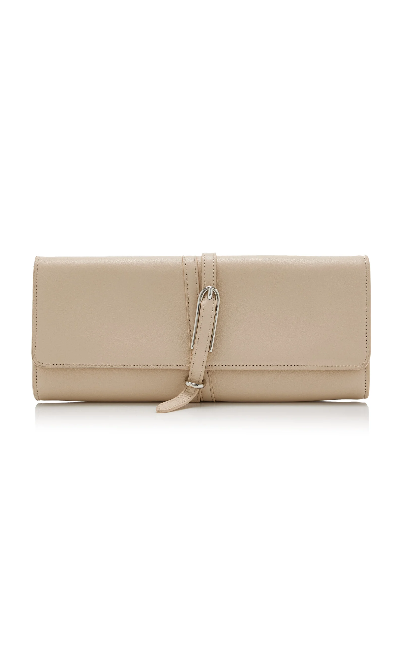 Belted Leather Clutch ivory - 1