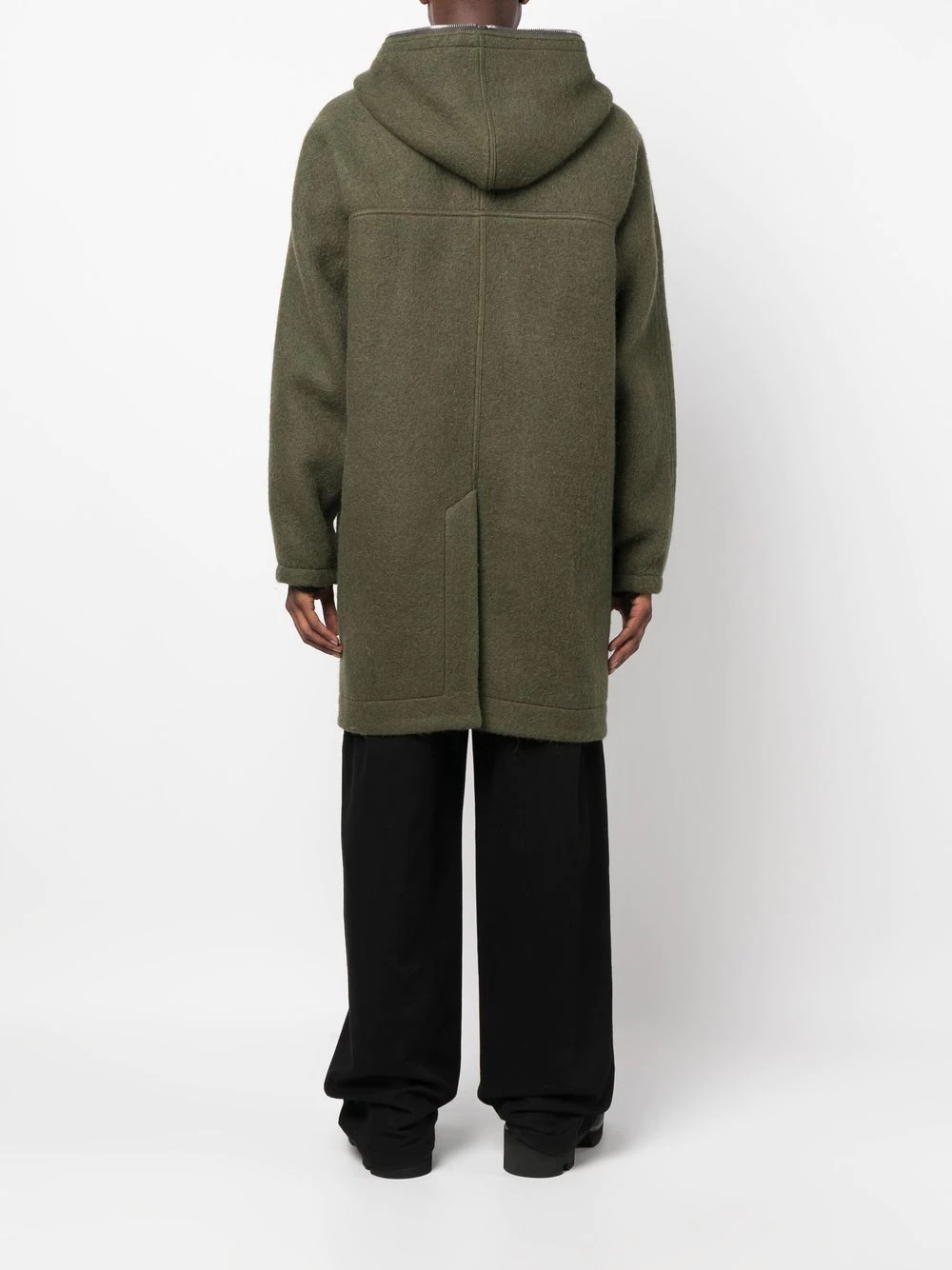 zip-up hooded wool coat - 4