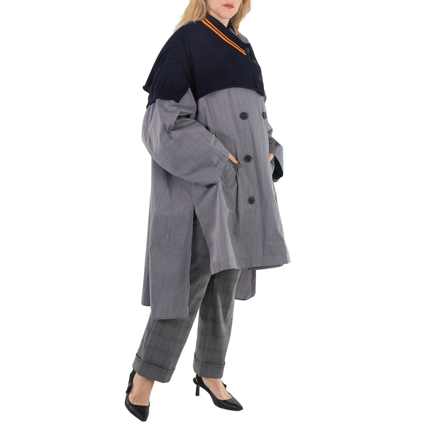Kolor Ladies Light Gray Taffeta Long Coat, Brand Size 1 (Small) - 4
