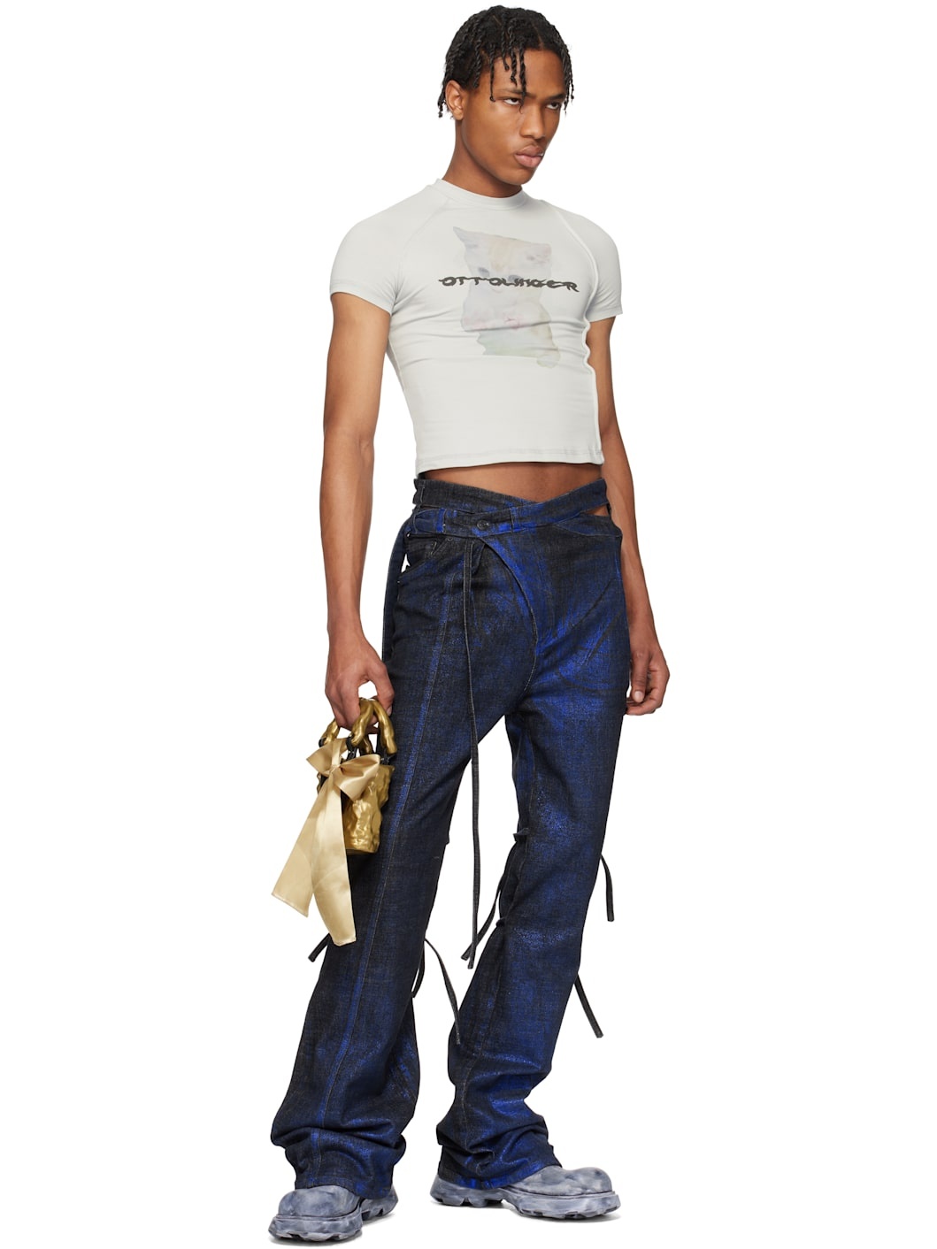 SSENSE Exclusive Black & Blue Signature Wrap Denim Jeans - 4